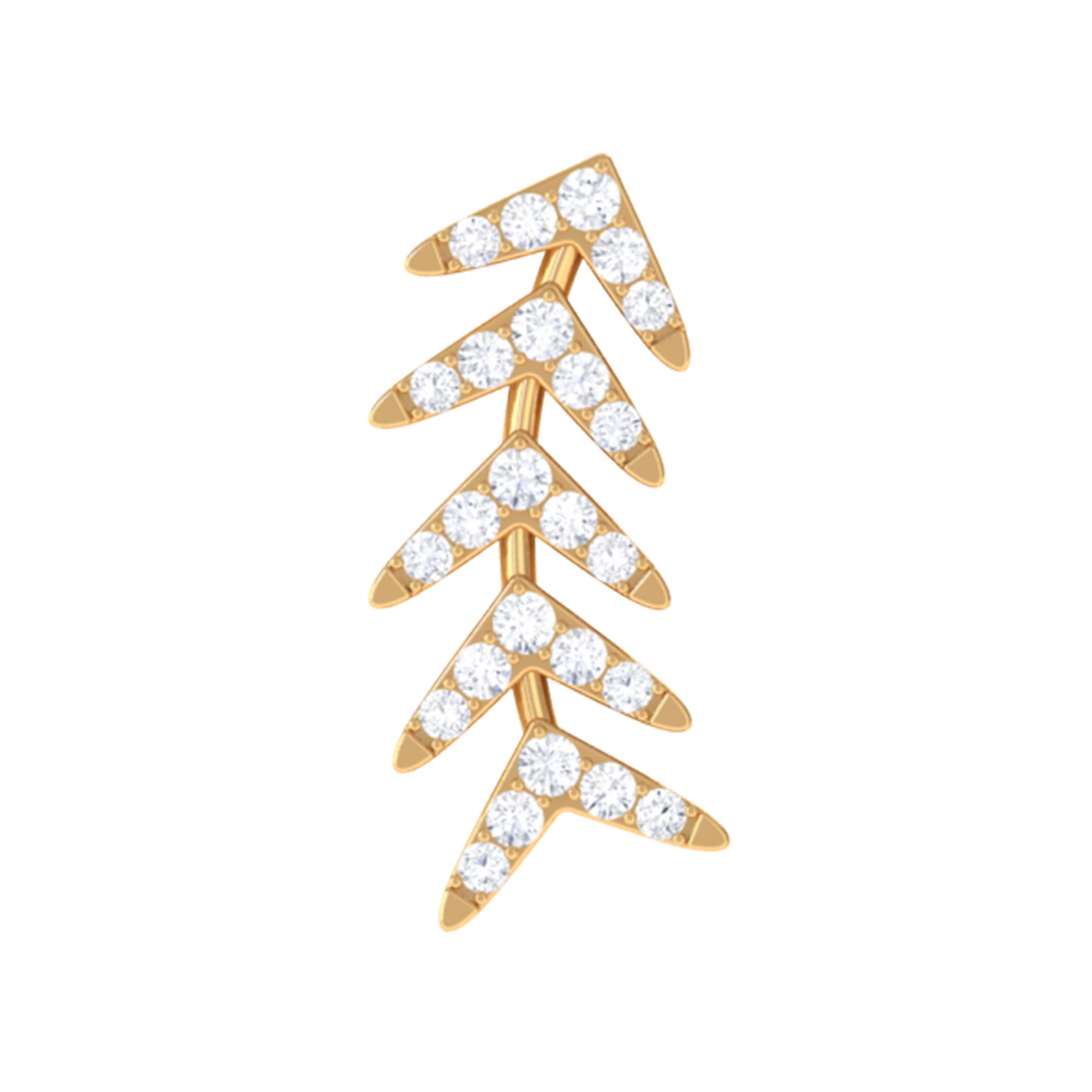 Minimalist Diamond Leaf Crawler Earring for Helix Piercing