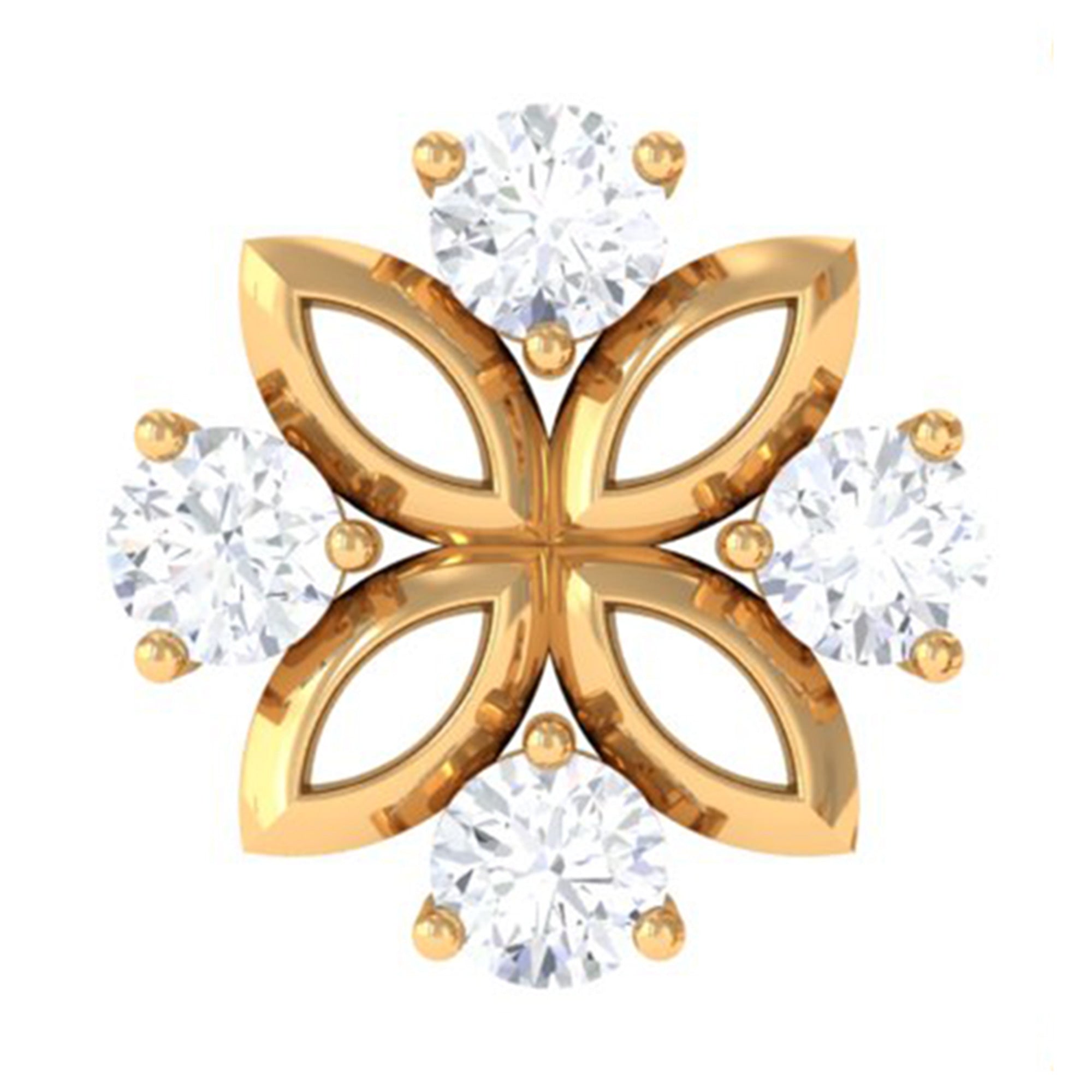 Nature Inspired Certified Diamond Flower Earring for Helix Piercing