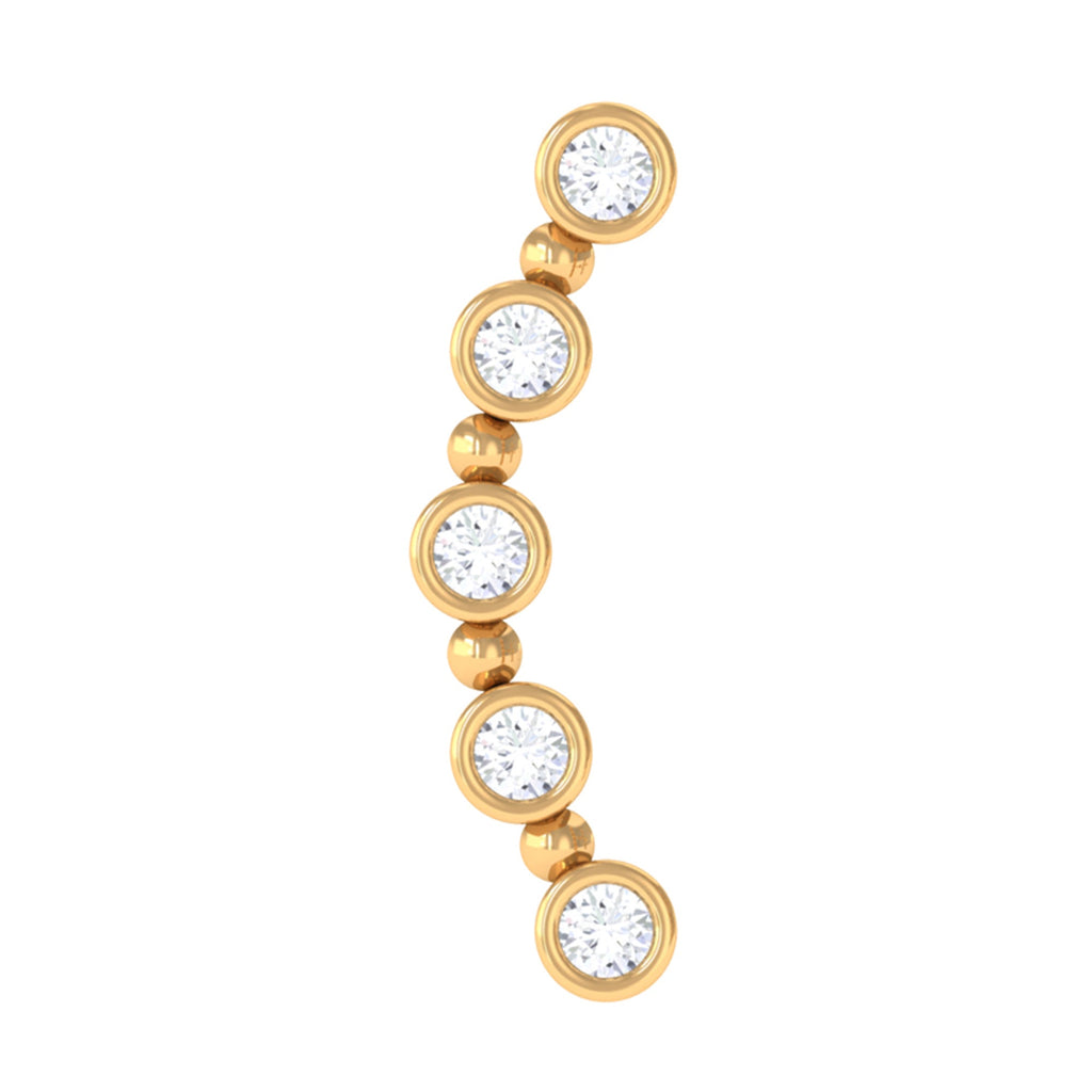 Bezel Set Diamond Crawler Earring for Cartilage Piercing