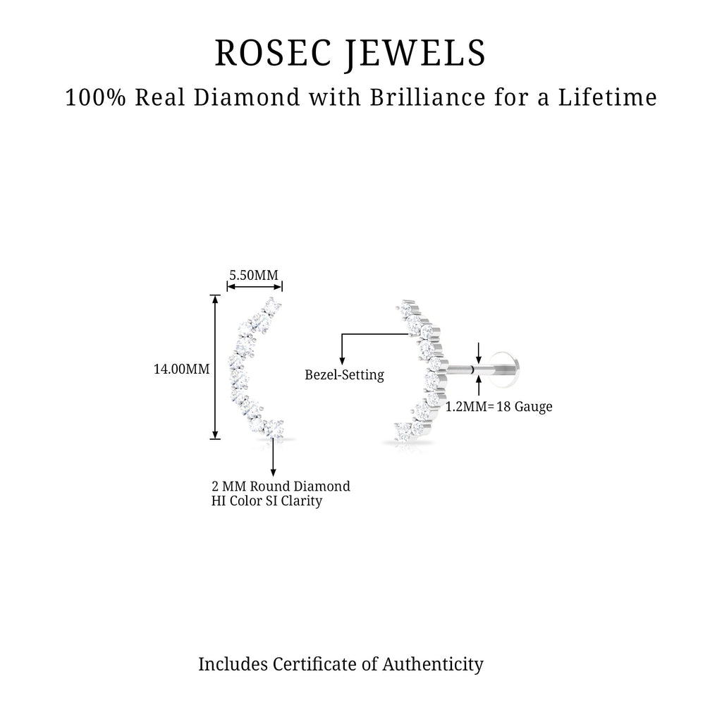 Certified Diamond Curved Crawler Earring for Women