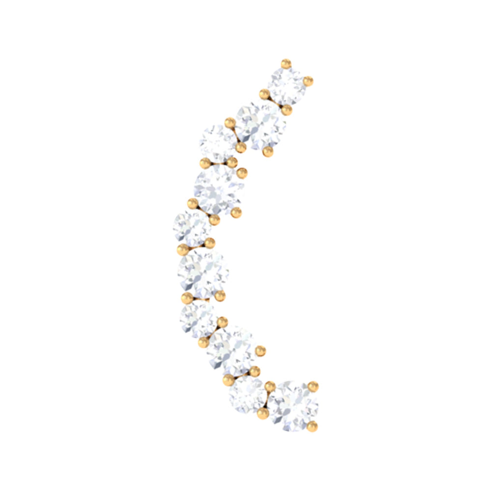 Certified Diamond Curved Crawler Earring for Women