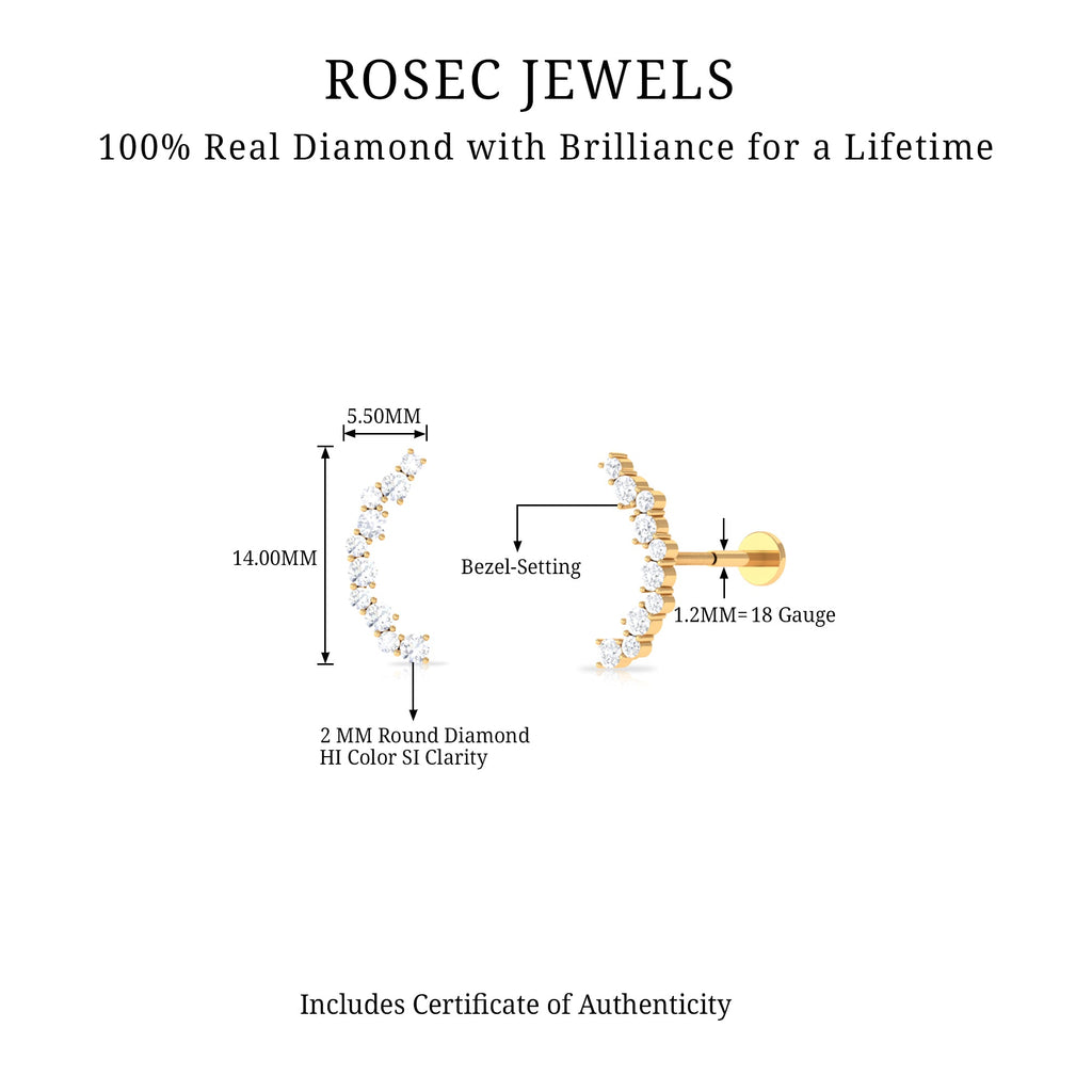 Certified Diamond Curved Crawler Earring for Women