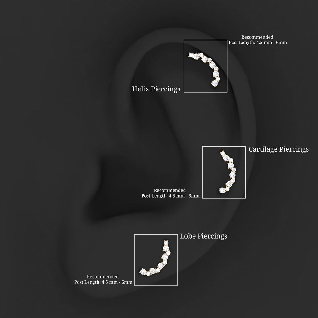 Certified Diamond Curved Crawler Earring for Women