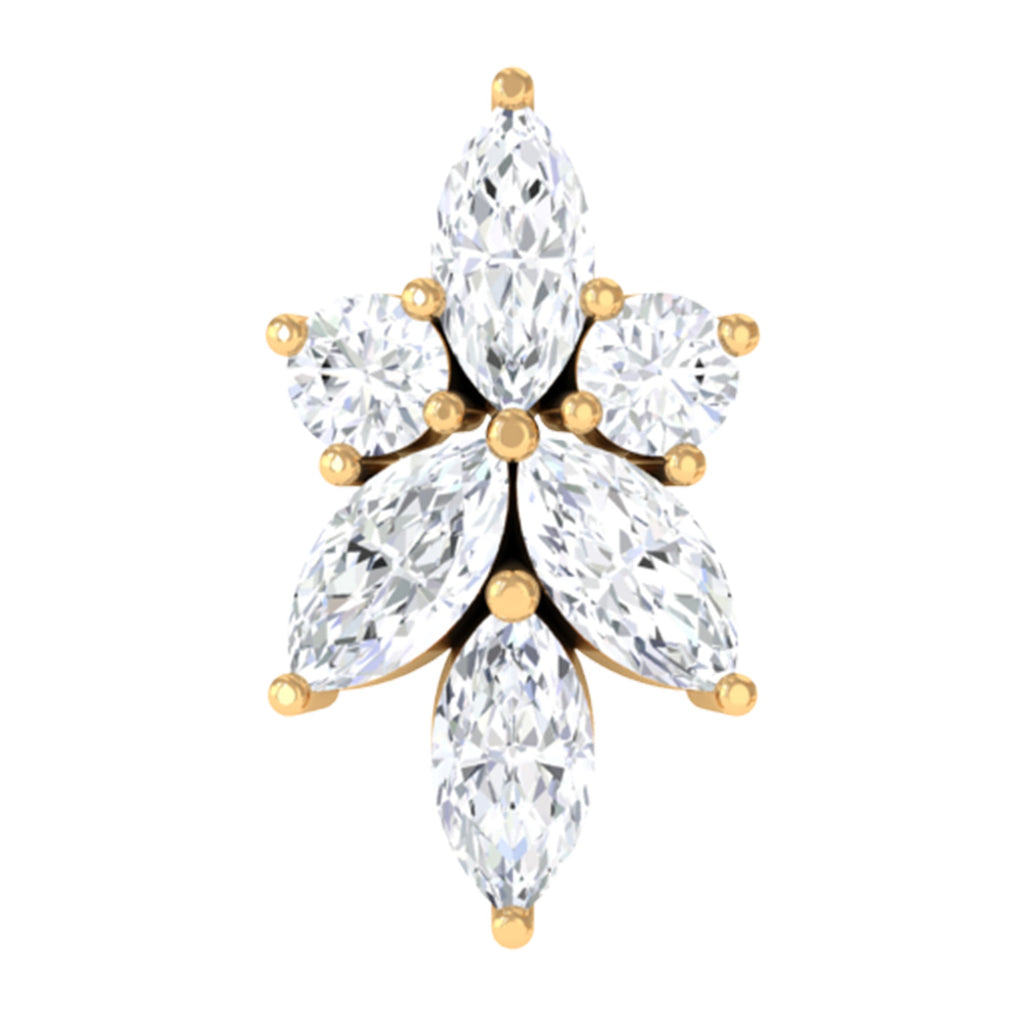 Marquise Diamond Cluster Flower Earring with Flat Back