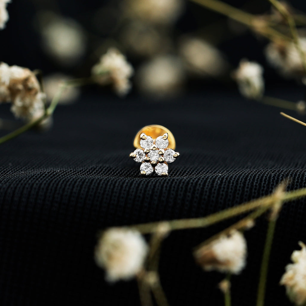 Simple Diamond Flower Cartilage Earring