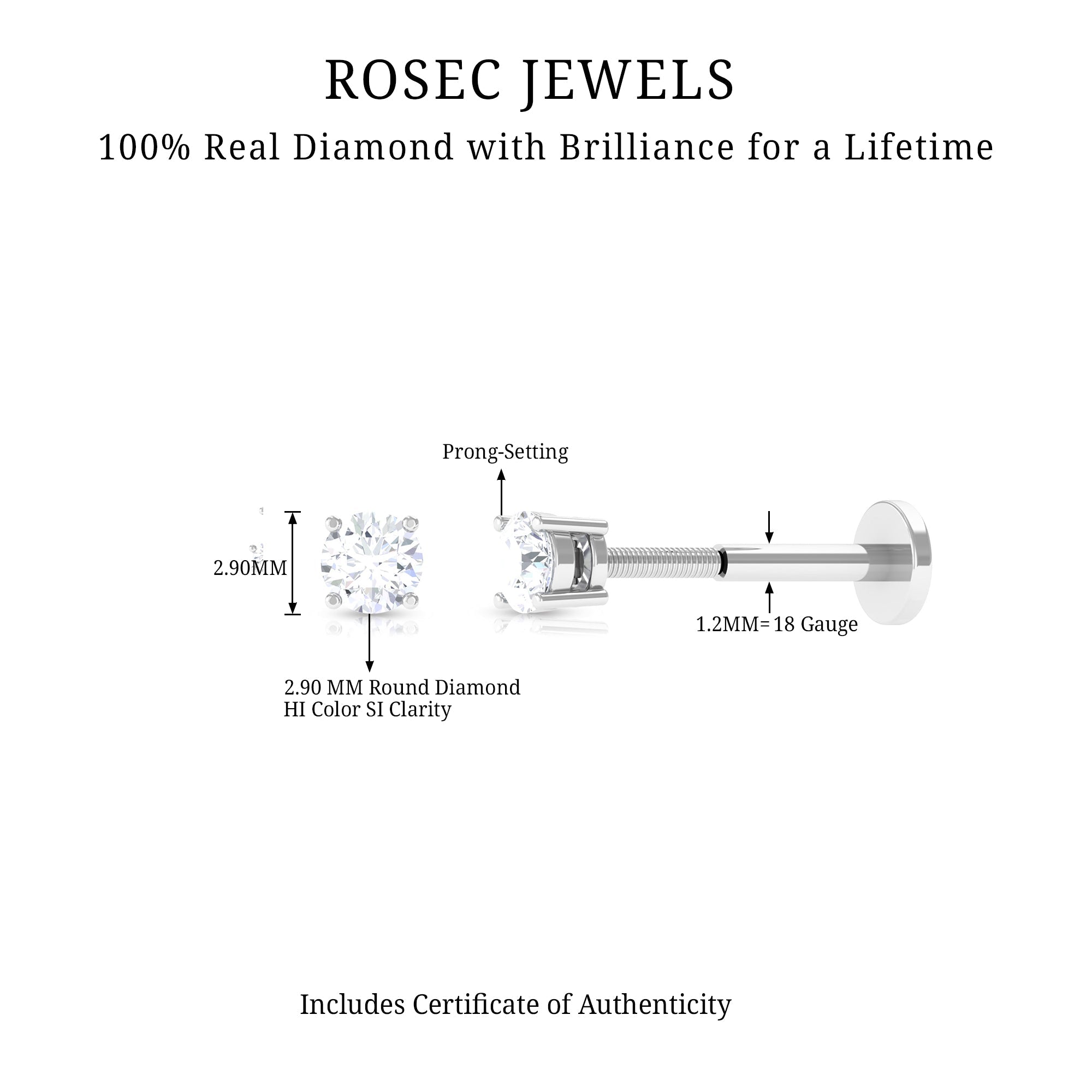 Minimalist Diamond Solitaire Conch Earring