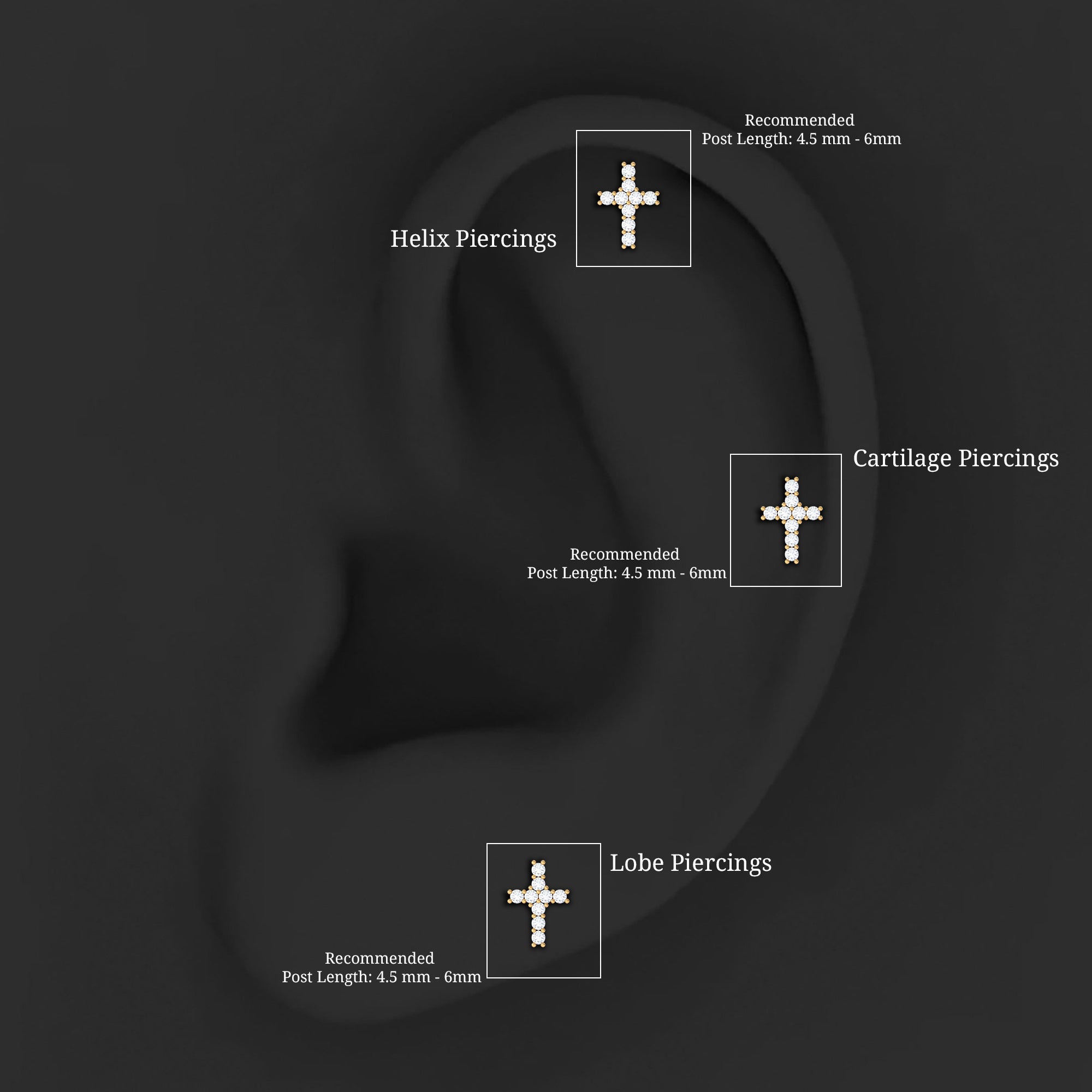 Minimalist Diamond Cross Cartilage Earring