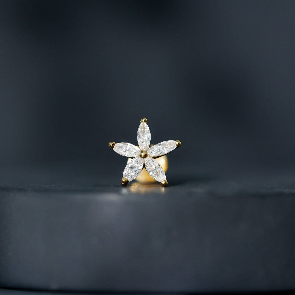 Marquise Diamond Floral Upper Lobe Earring