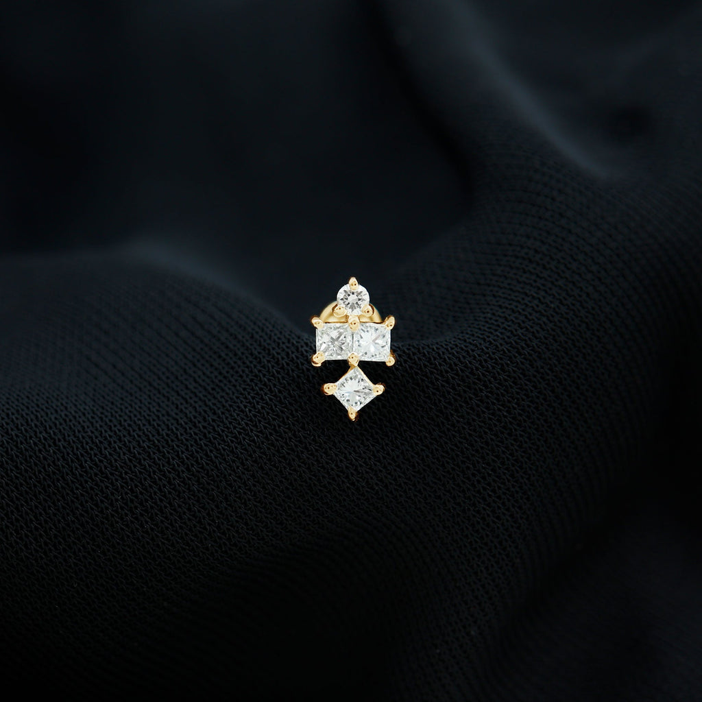 Princess Cut Diamond Helix Piercing Earring for Women