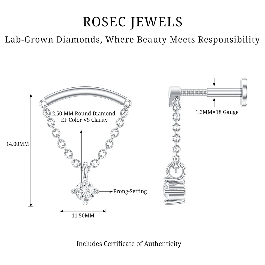 Single Diamond Hidden Helix Earring with Chain