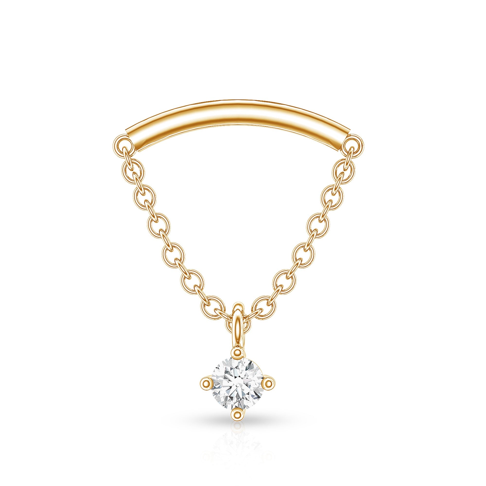 Single Diamond Hidden Helix Earring with Chain
