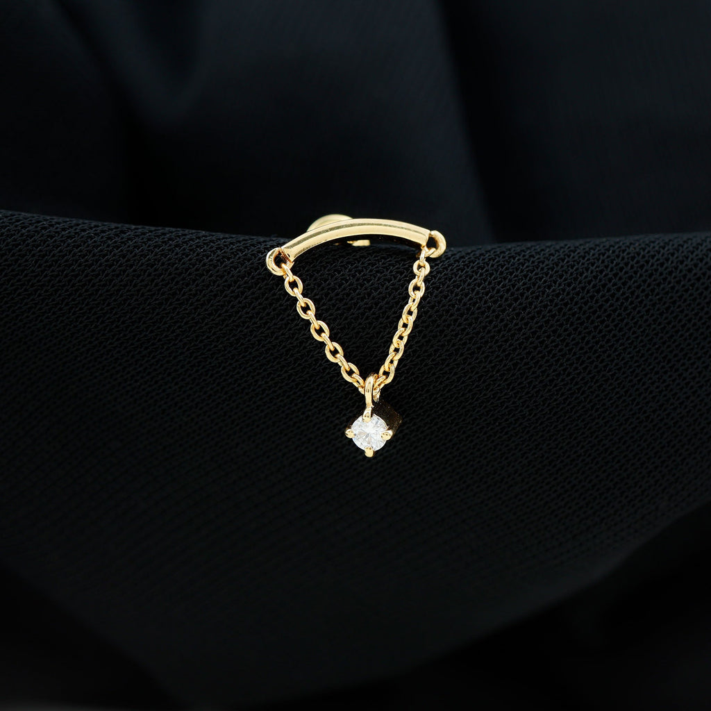 Single Diamond Hidden Helix Earring with Chain
