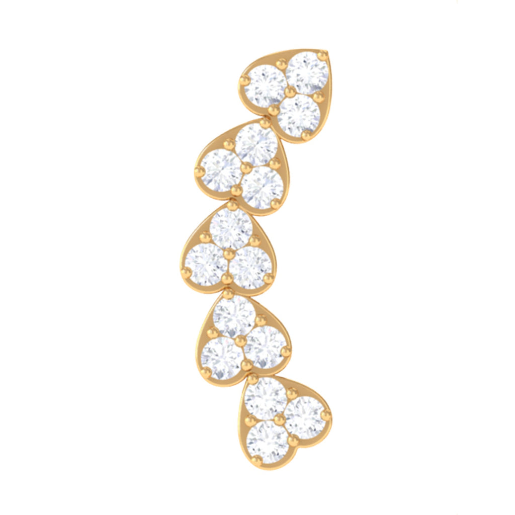 Diamond Heart Crawler Earring for Helix Piercing