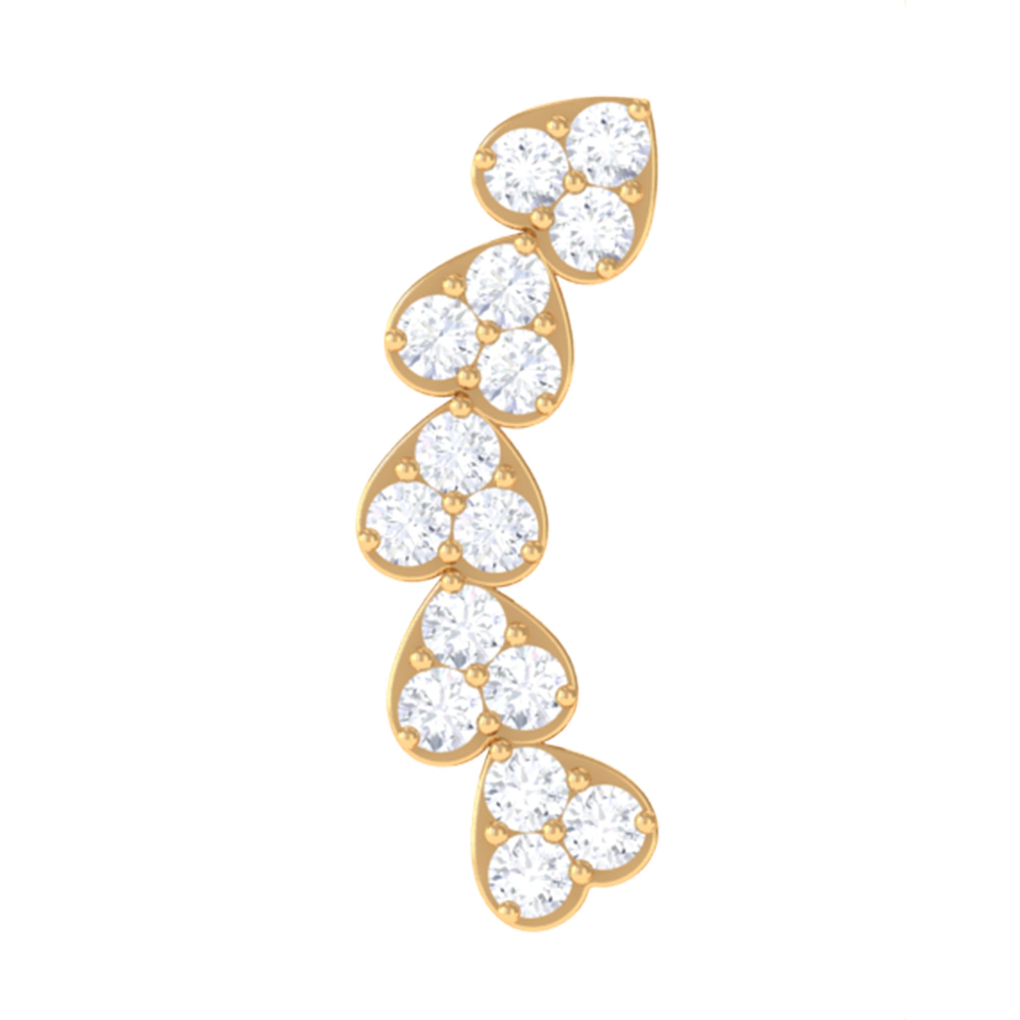 Diamond Heart Crawler Earring for Helix Piercing