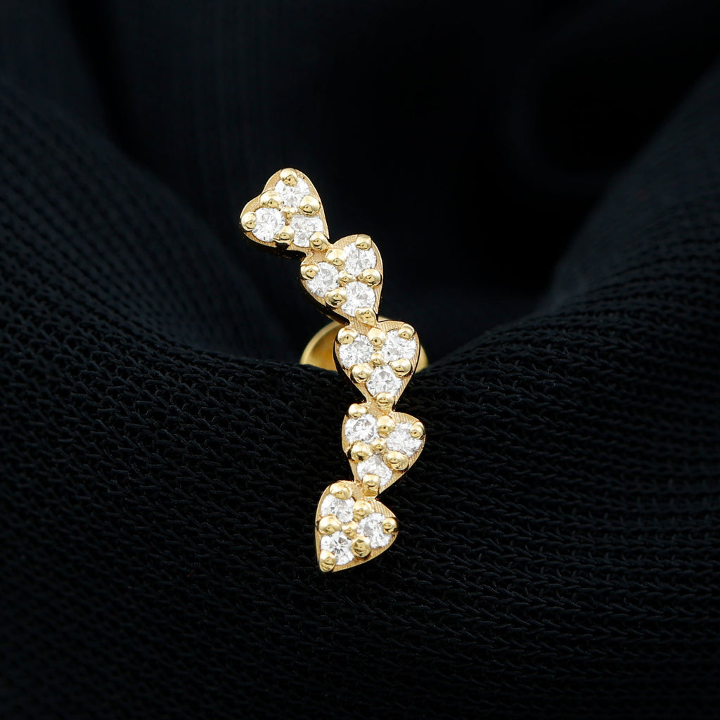 Diamond Heart Crawler Earring for Helix Piercing