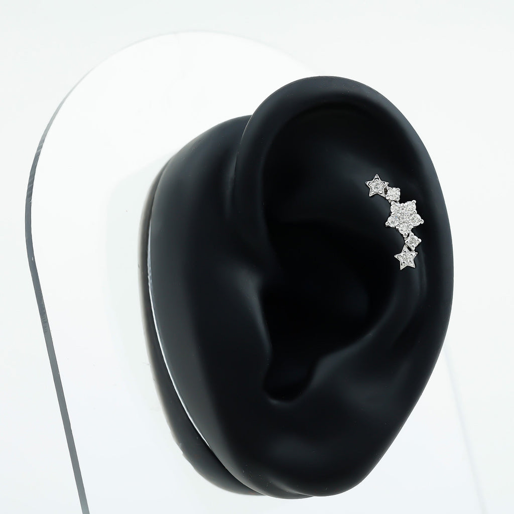 Brilliant Cut Diamond Star Ear Crawler Earring