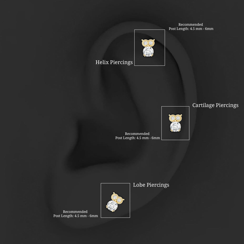 Diamond Owl Earring for Cartilage Piercing