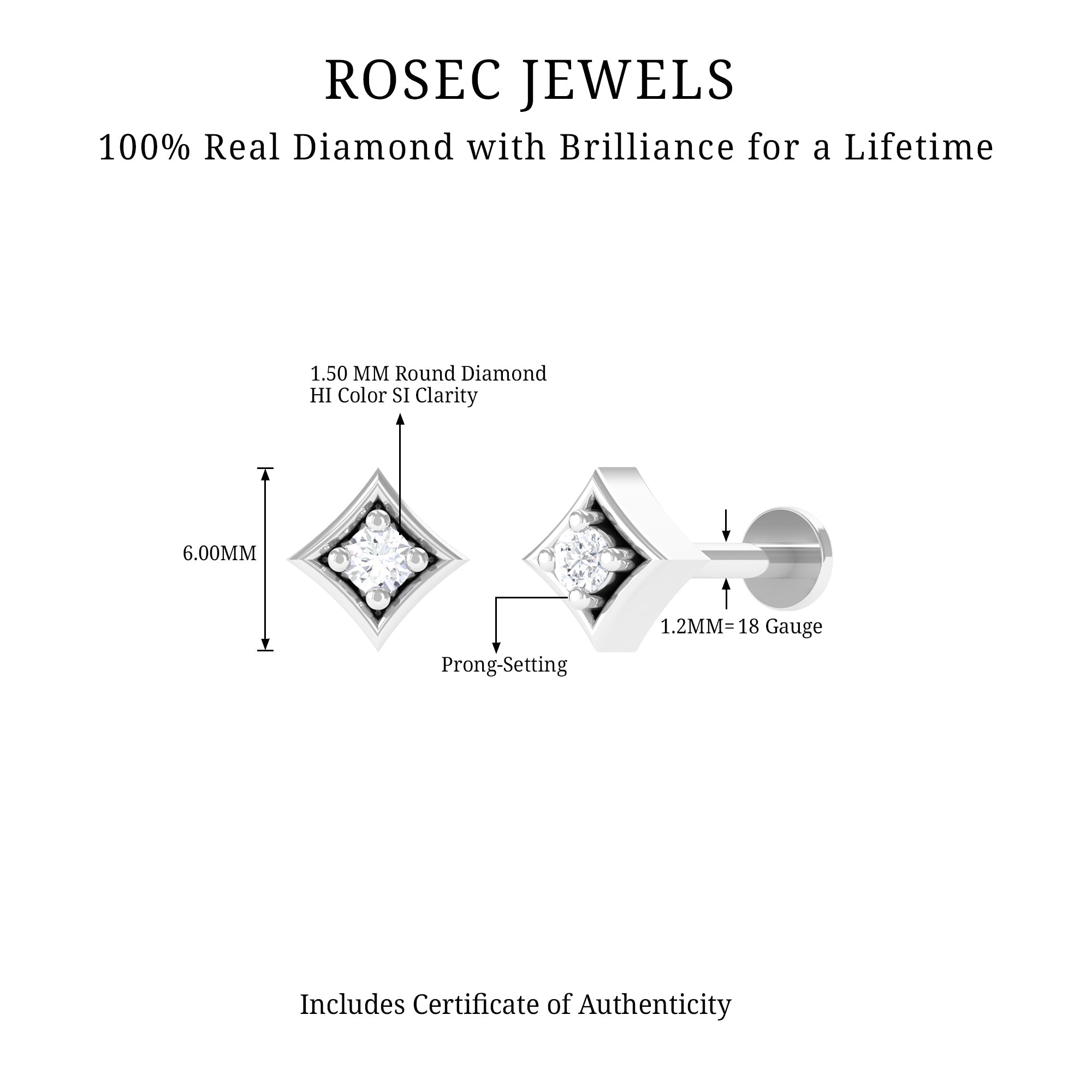 Classic Diamond Solitaire Nose Pin for Women