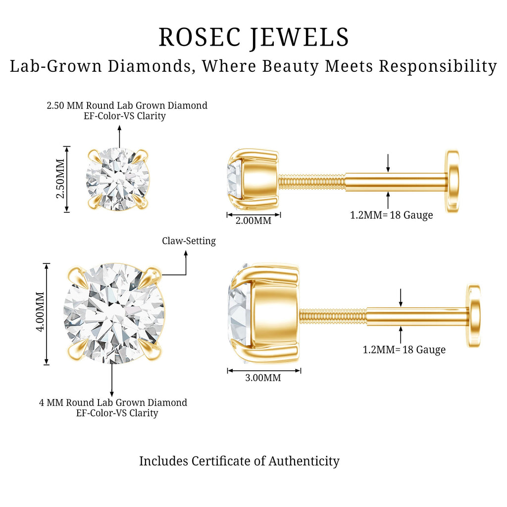 Brilliant Cut Diamond Solitaire Earring Set for Helix Piercing