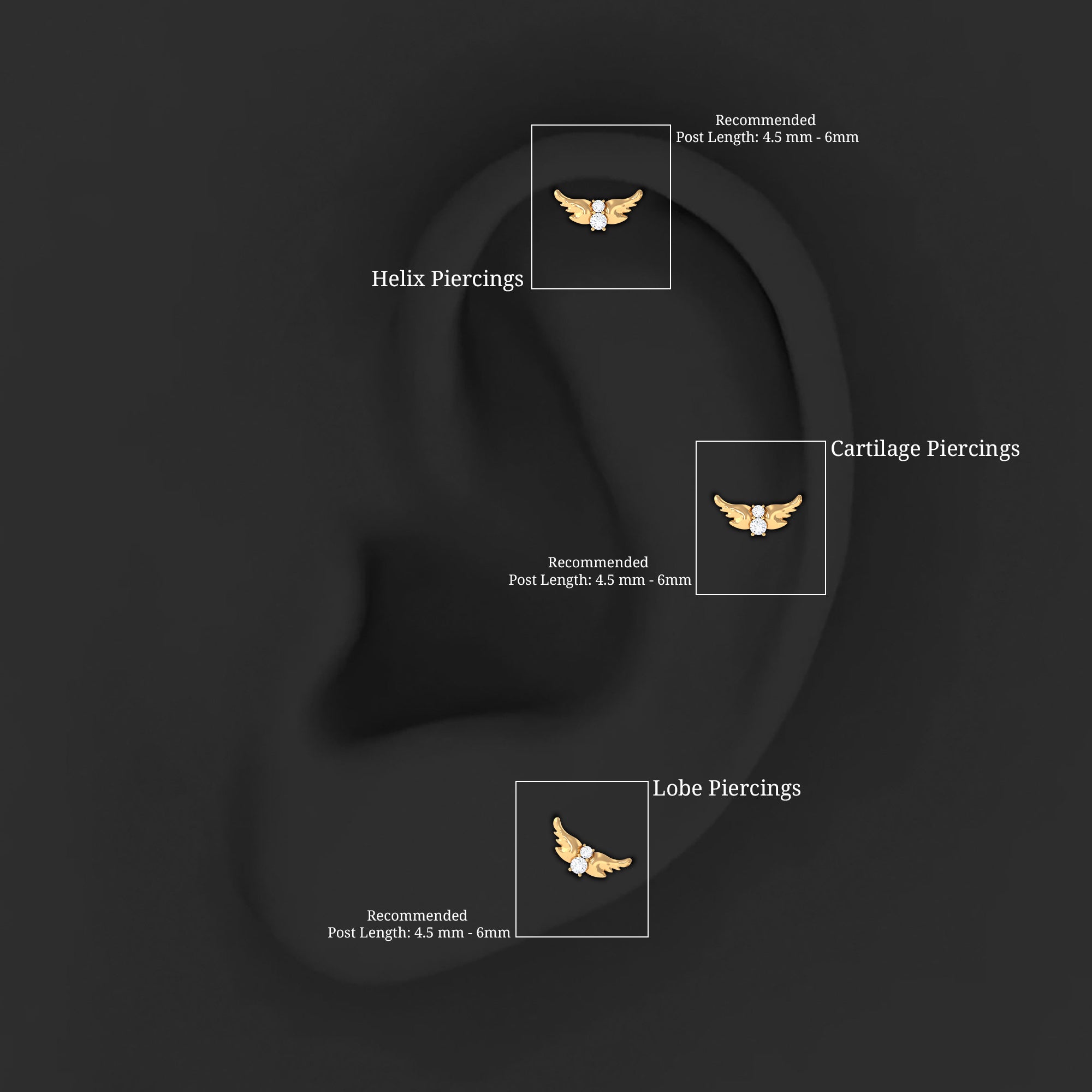 Animal Inspired Diamond Bird Earring for Helix Piercing