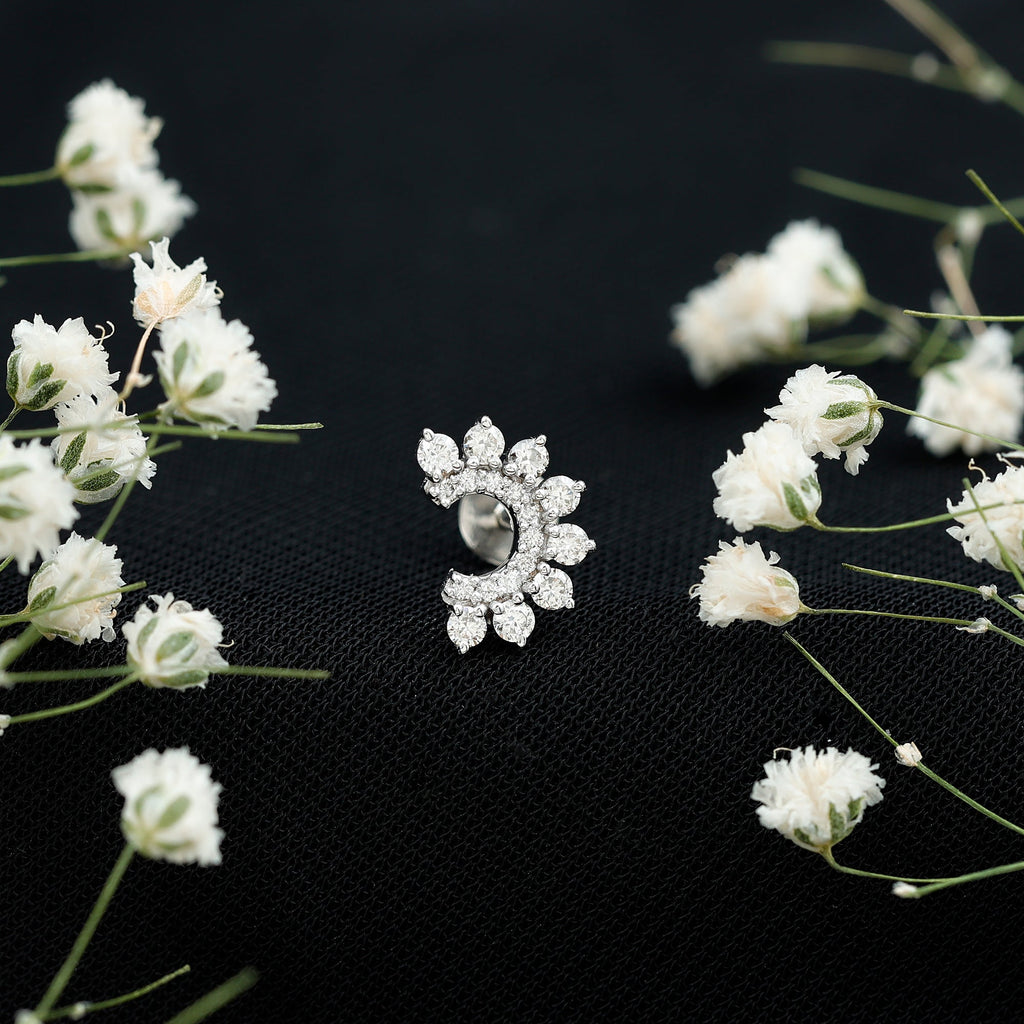 Real Diamond Horseshoe Earring for Helix Piercing