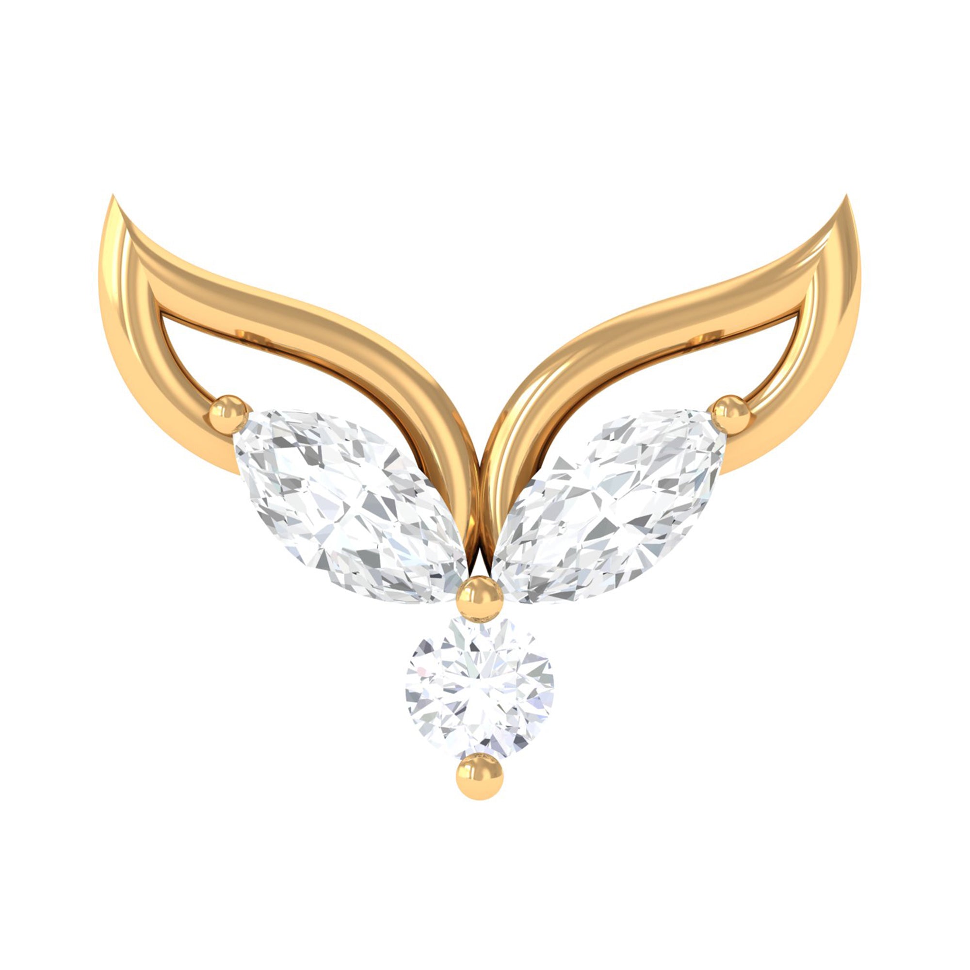 Marquise Diamond Leaf Earring for Cartilage Piercing