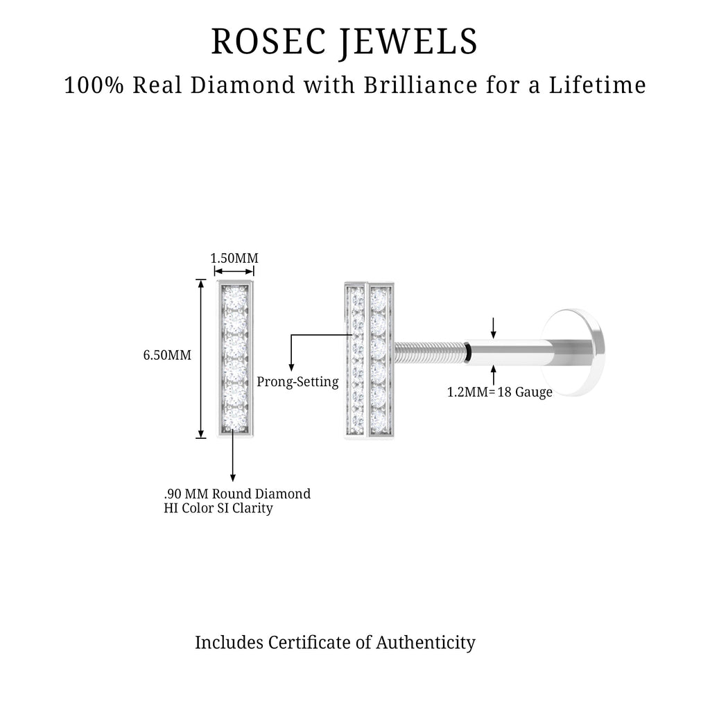 Diamond Bar Earring for Tragus Piercing