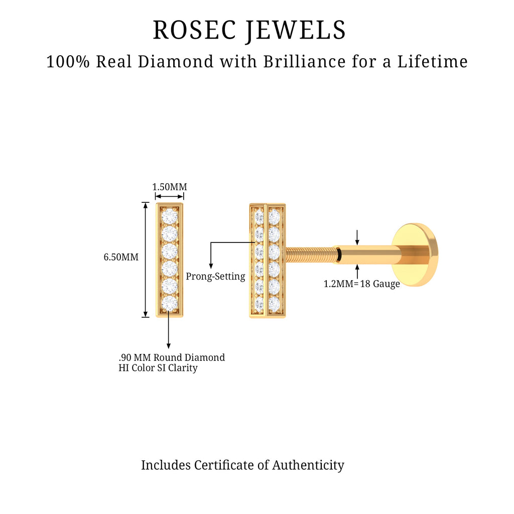 Diamond Bar Earring for Tragus Piercing