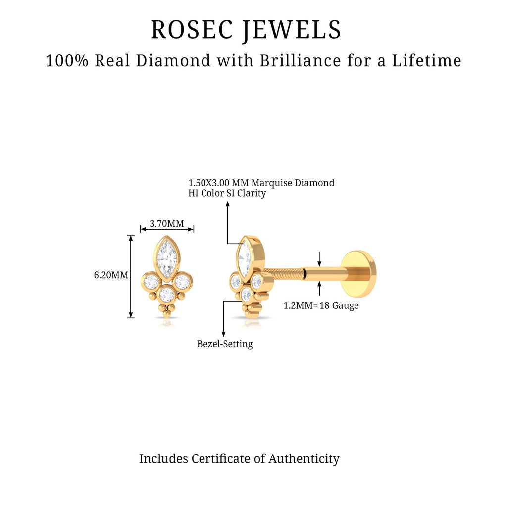 Unique Diamond Helix Earring in Bezel Setting
