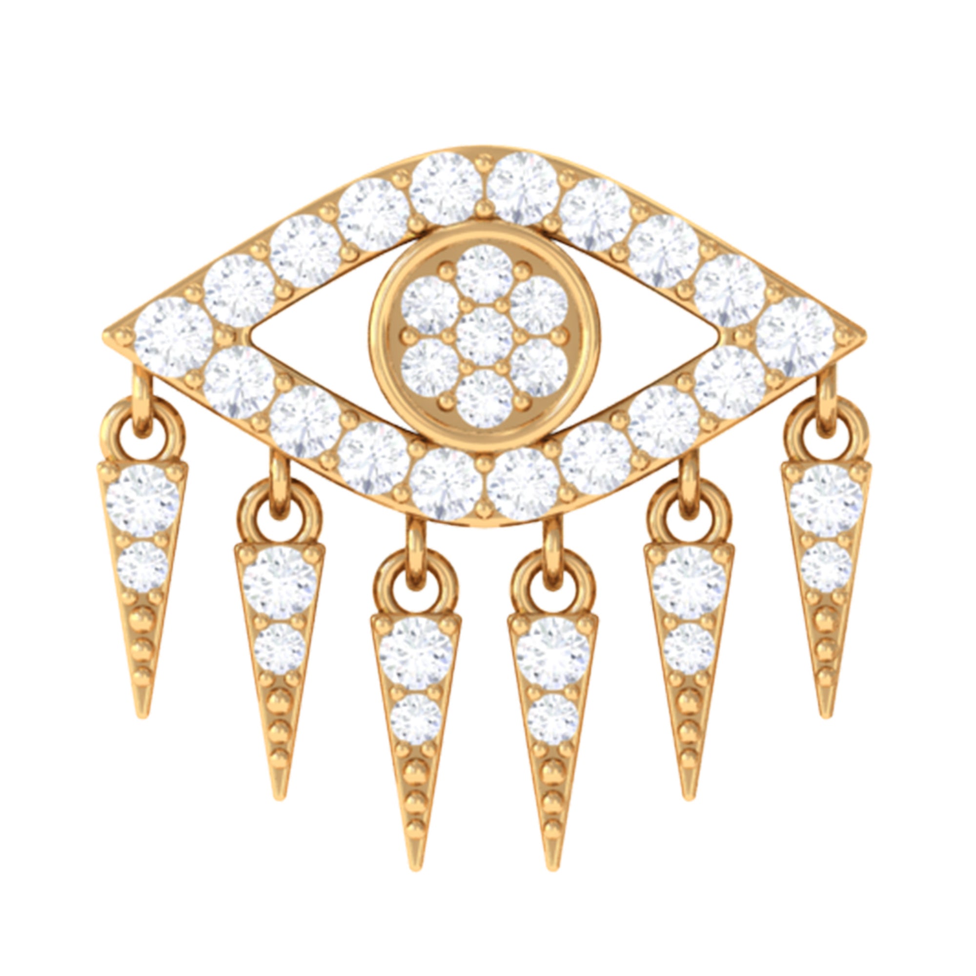 Diamond Evil Eye Earring for Upper Lobe Piercing
