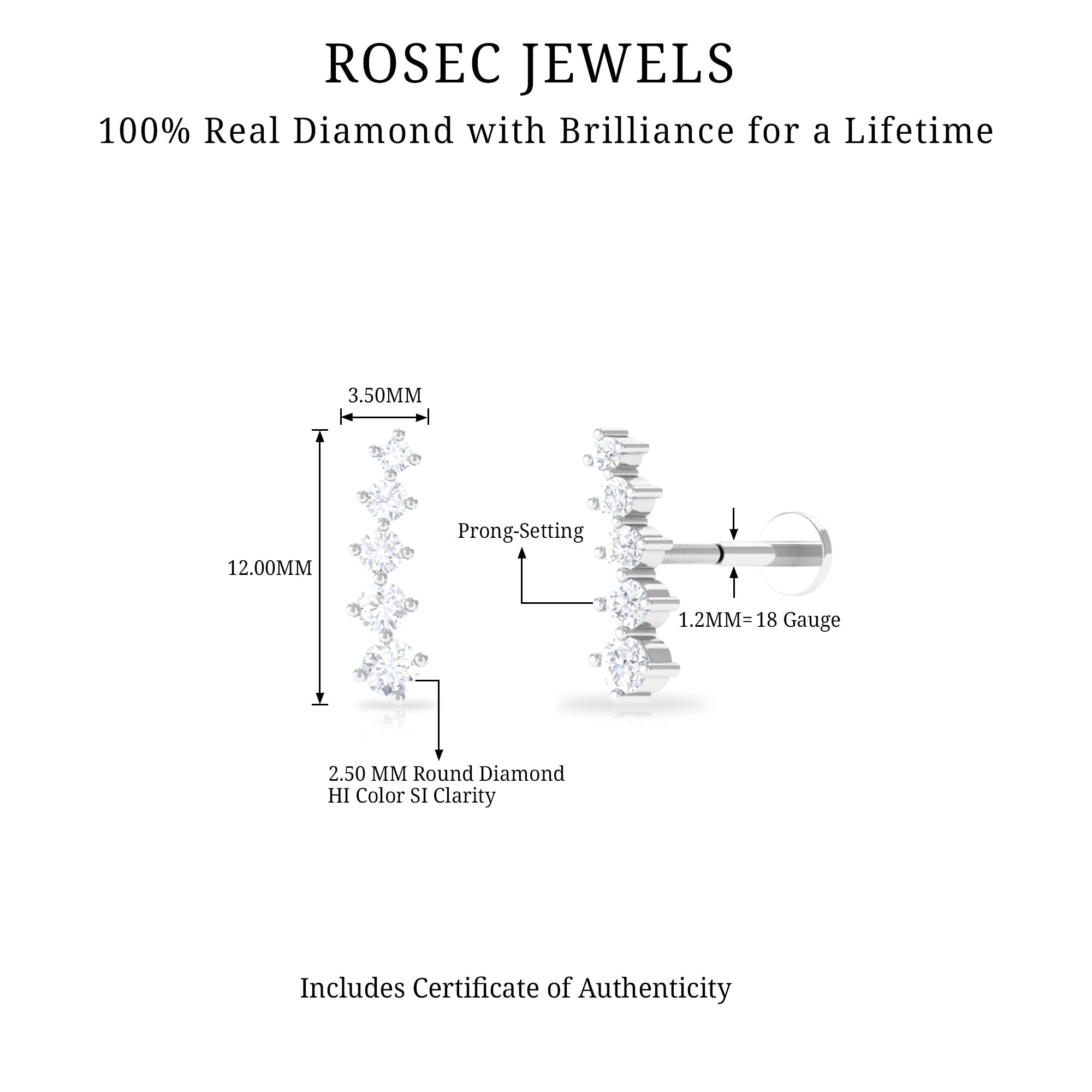 Minimal Graduated Diamond Crawler Earring