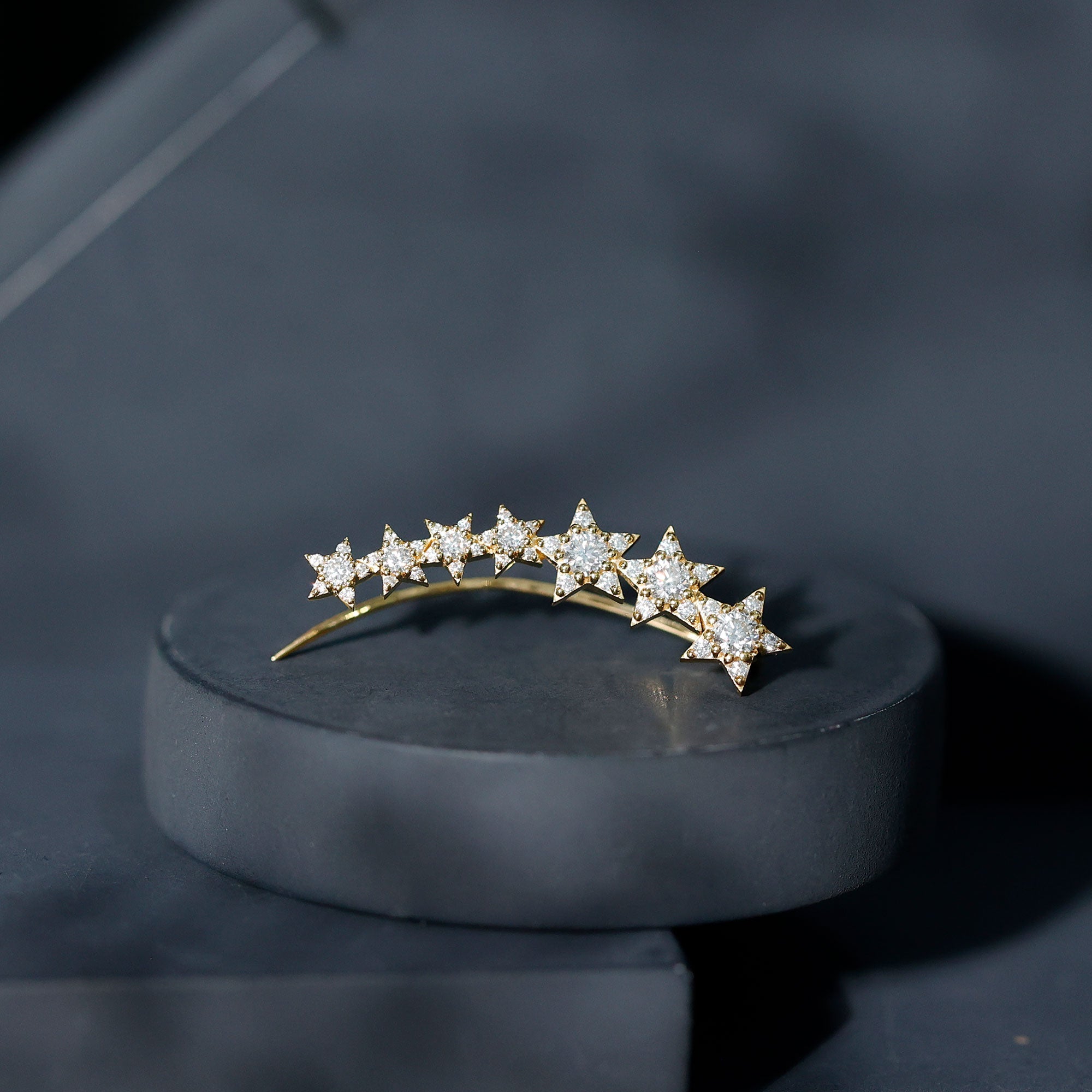 Certified Diamond Star Ear Cuff Earring for Helix Piercing