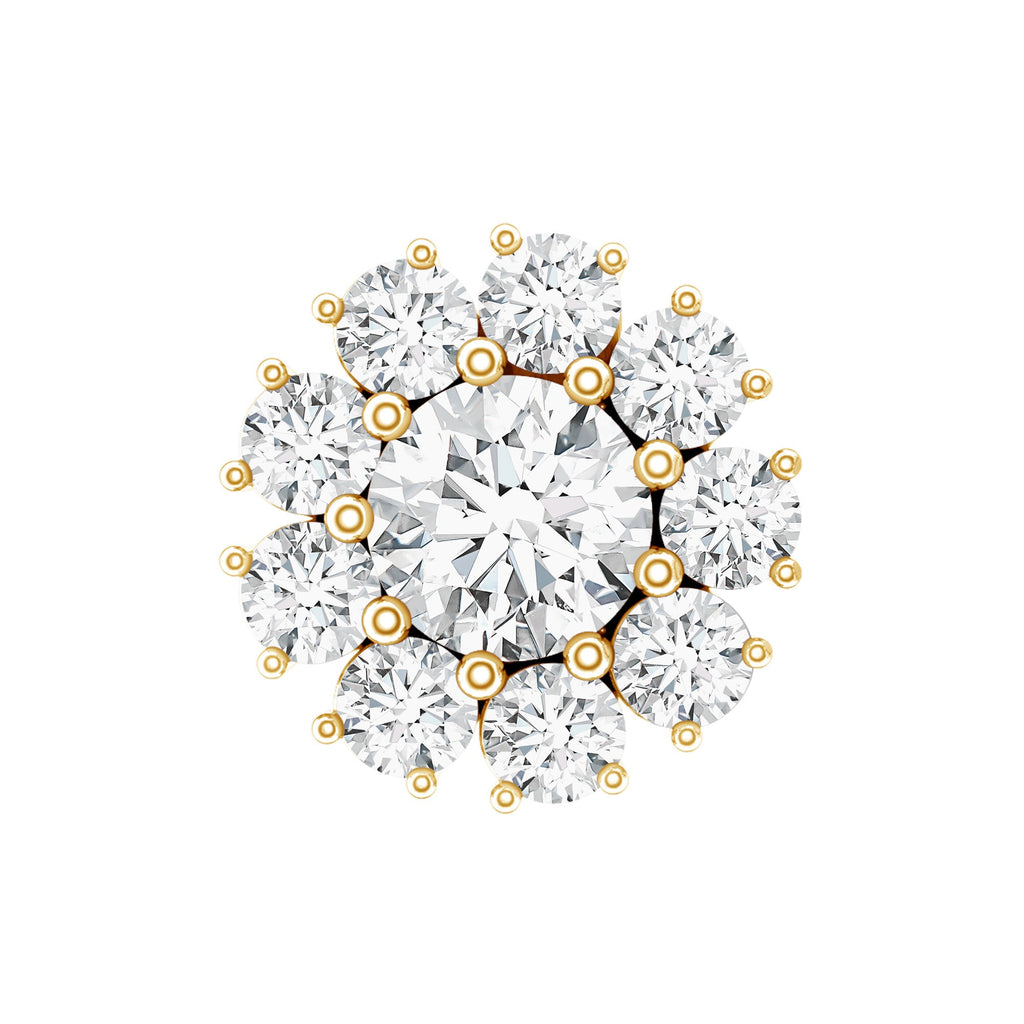 Certified Diamond Cluster Stud Earring with Flat Back