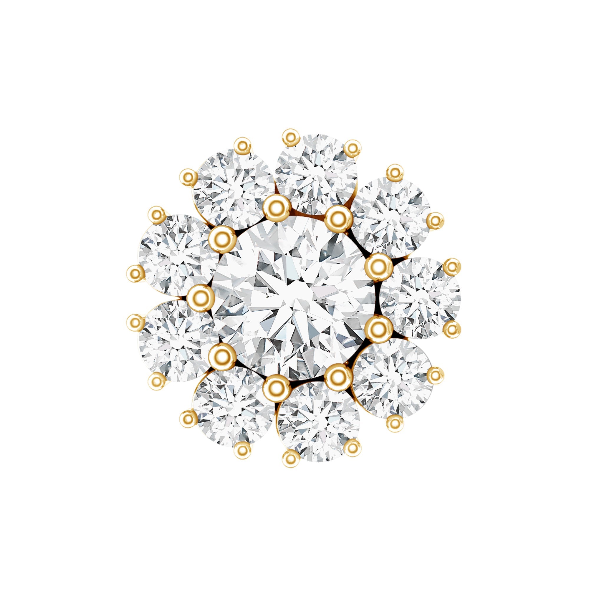 Certified Diamond Cluster Stud Earring with Flat Back