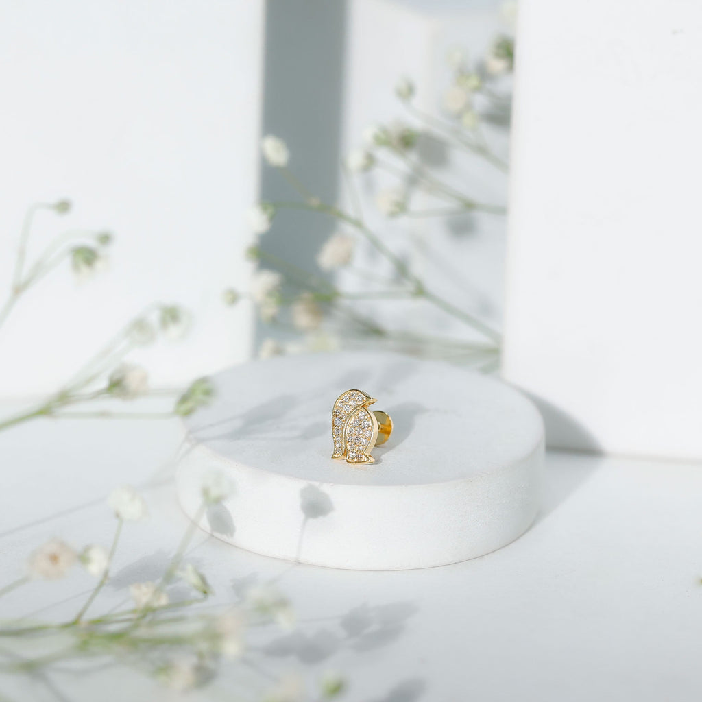 Cute Diamond Penguin Earring for Cartilage Piercing