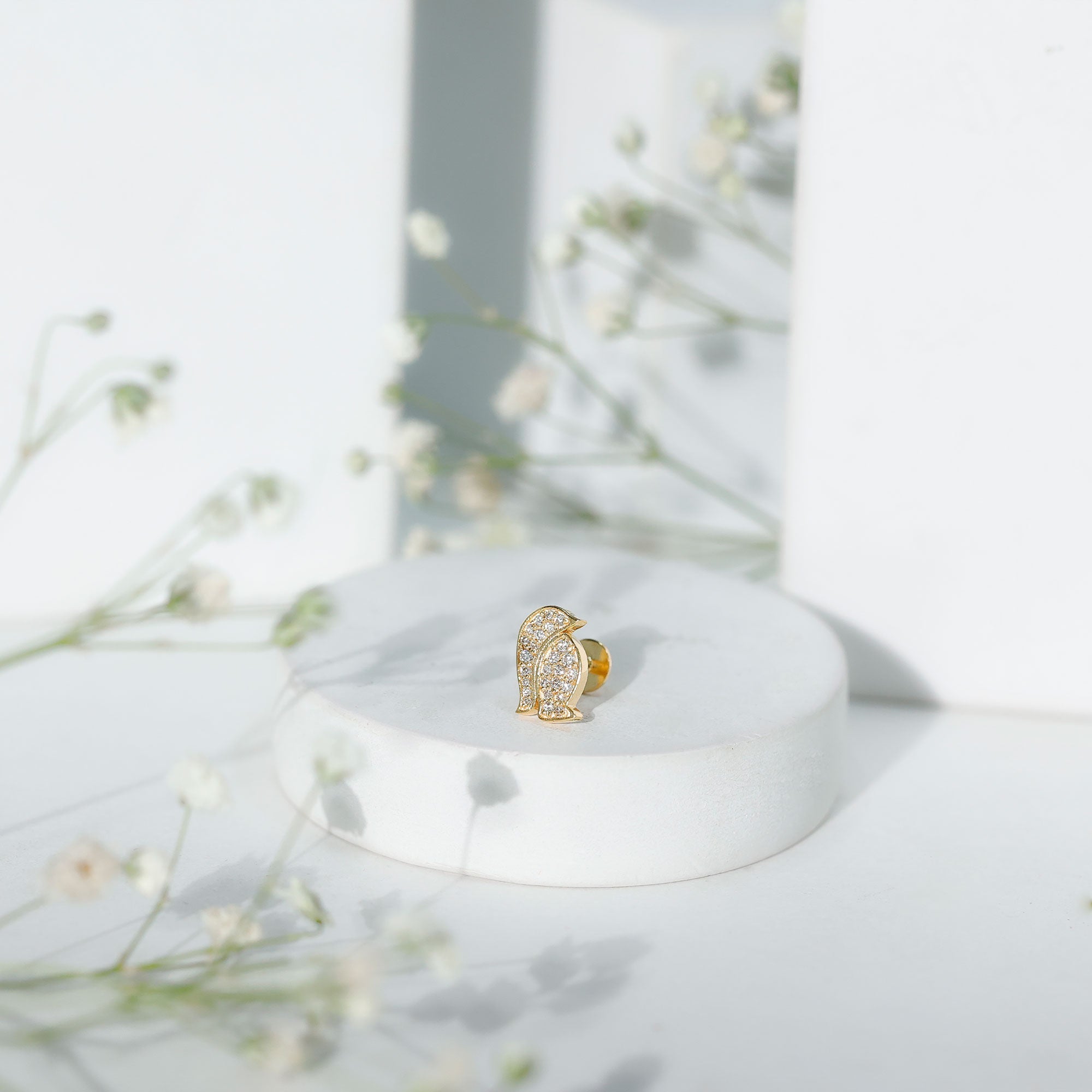 Cute Diamond Penguin Earring for Cartilage Piercing
