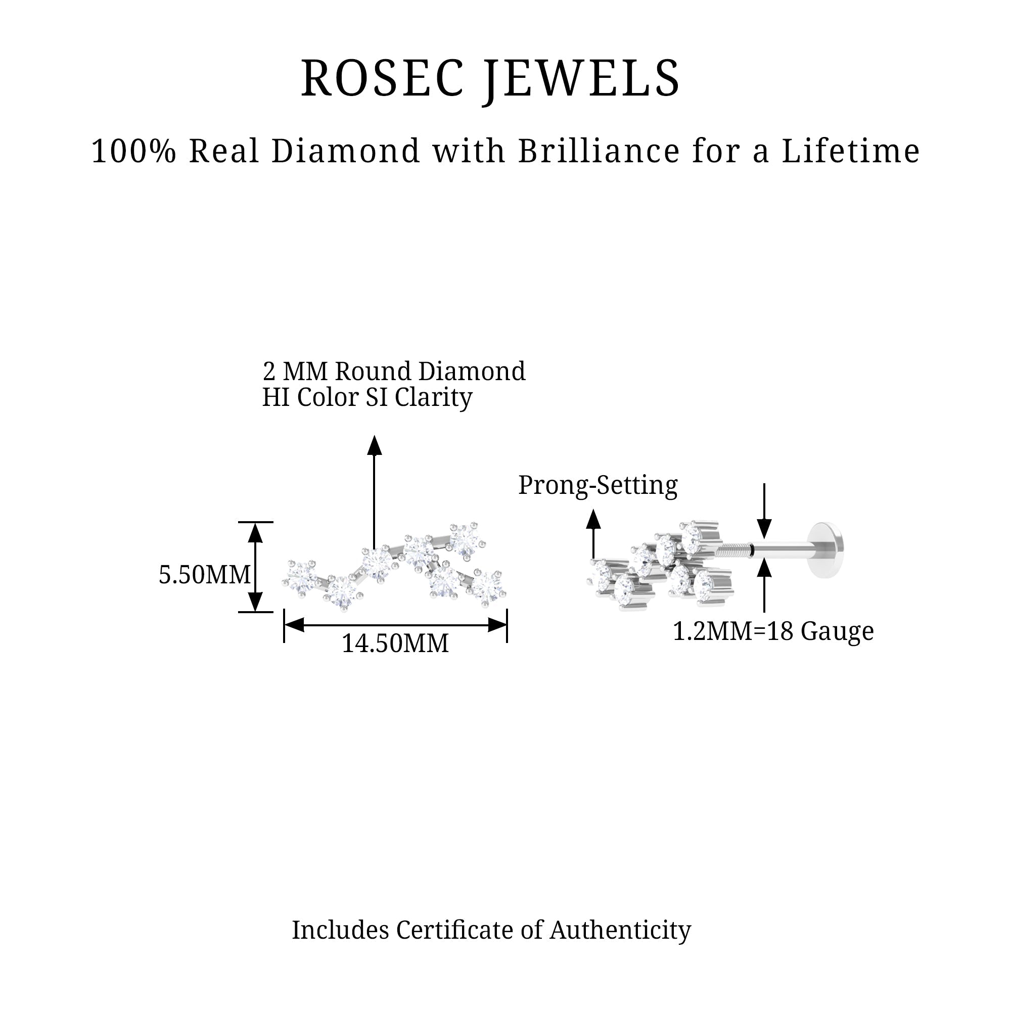 Diamond Virgo Constellation Earring for Cartilage Piercing