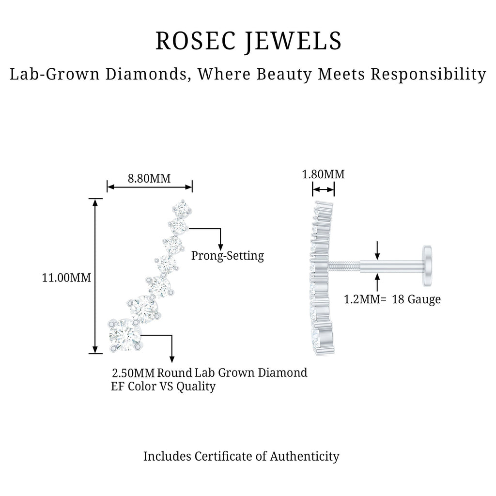 Graduated Style Diamond Ear Climber Earring