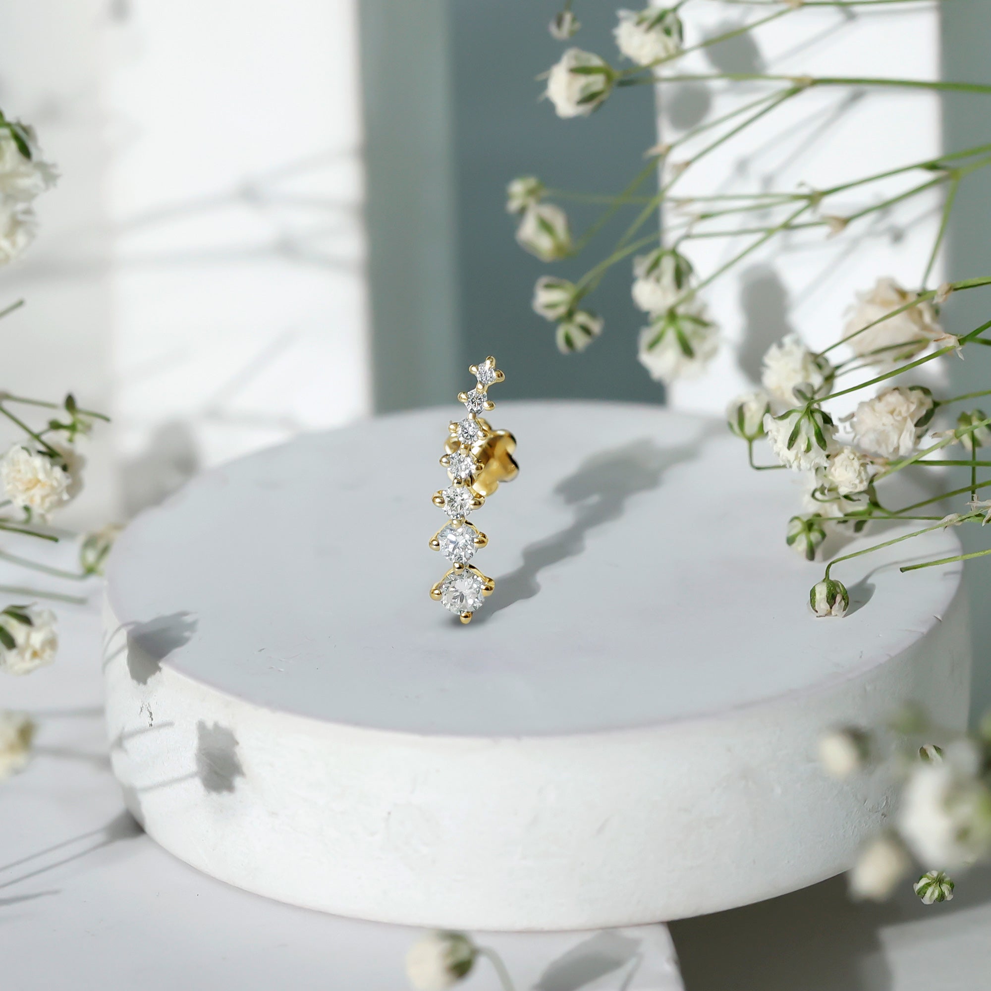 Graduated Style Diamond Ear Climber Earring