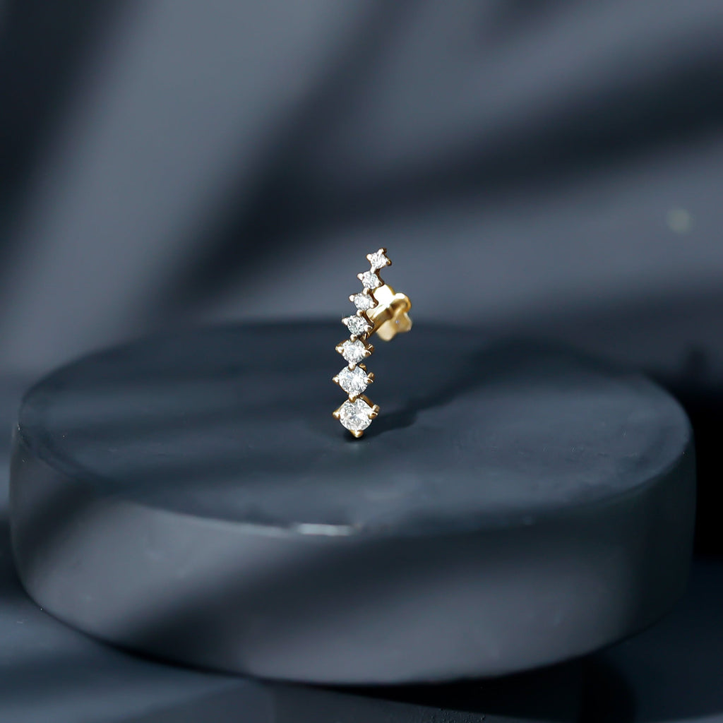 Graduated Style Diamond Ear Climber Earring