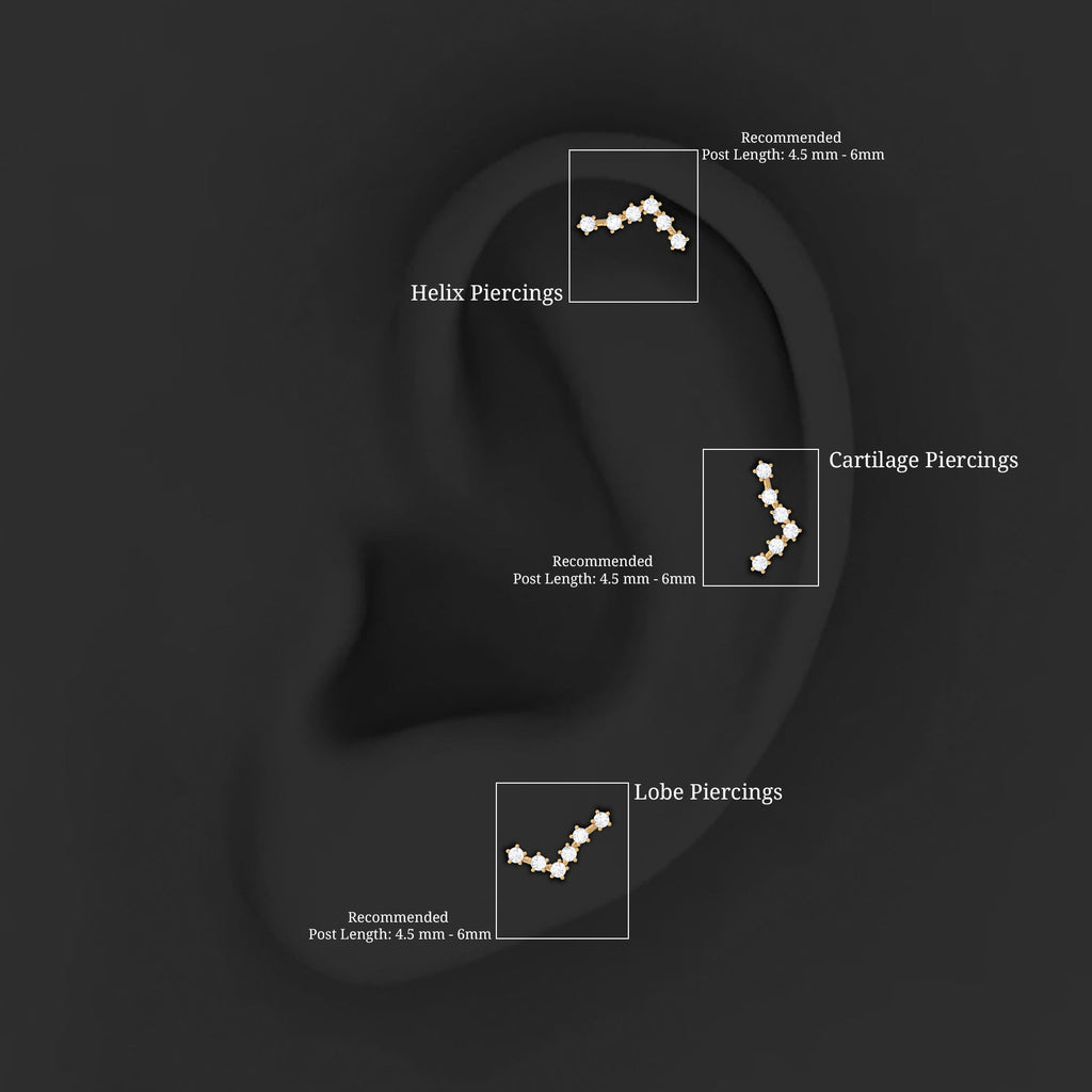 Diamond Pisces Zodiac Earring for Cartilage Piercing