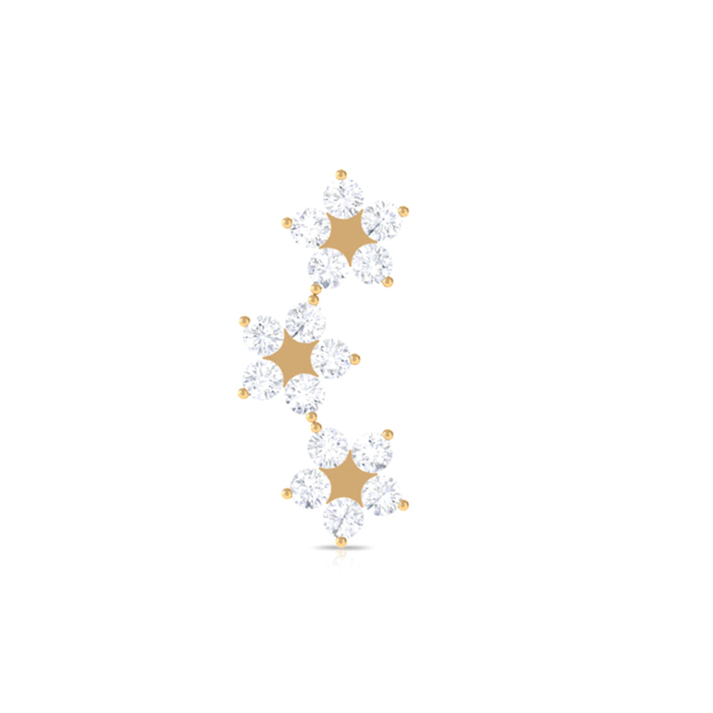 Elegant Diamond Flower Crawler Earring for Helix Piercing
