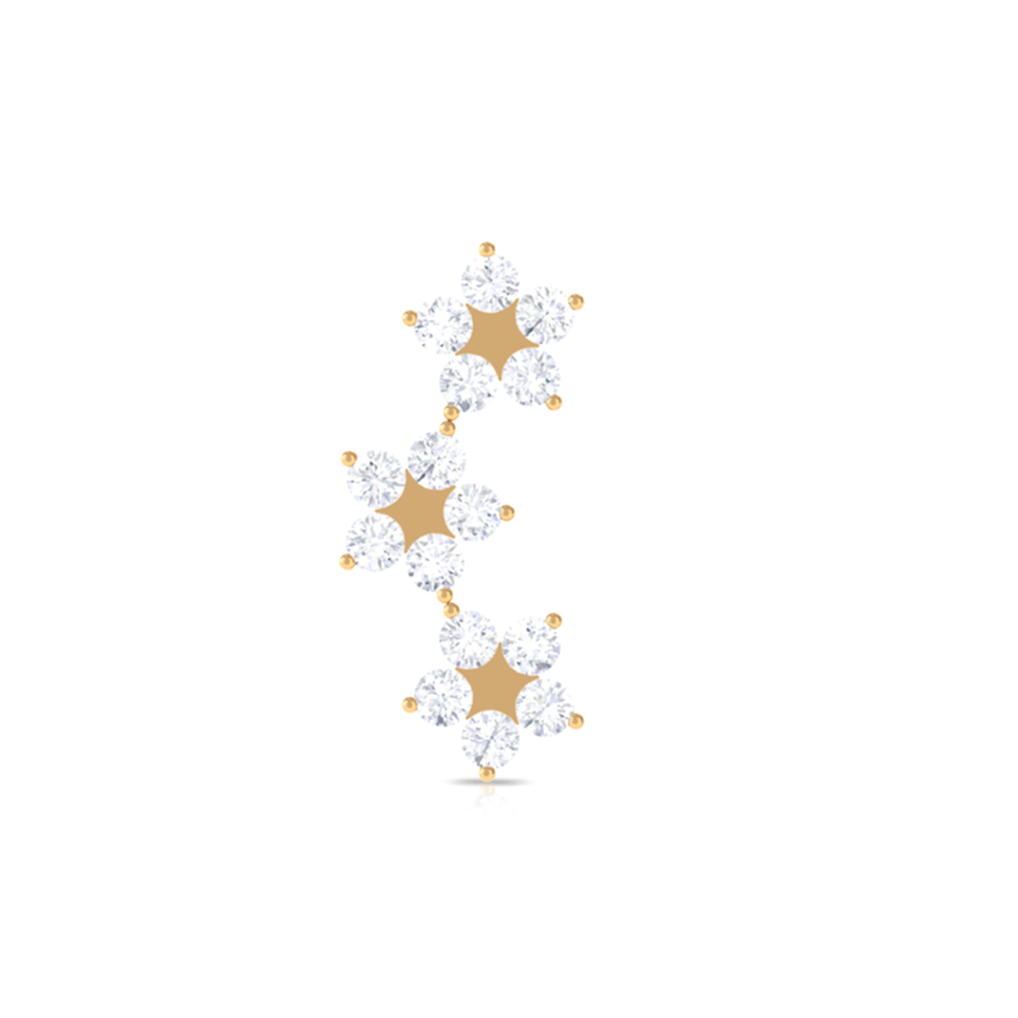 Elegant Diamond Flower Crawler Earring for Helix Piercing