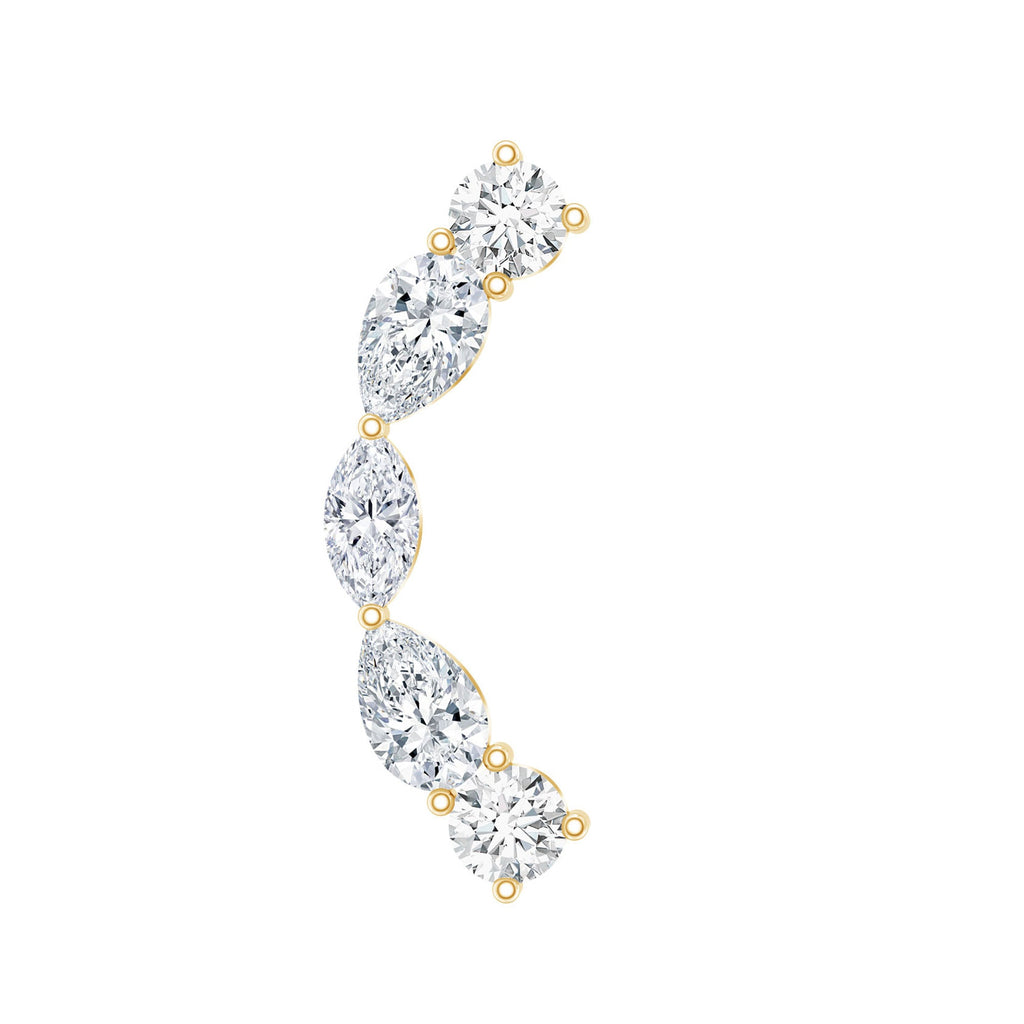 Pear Diamond Ear Crawler Earring for Helix Piercing