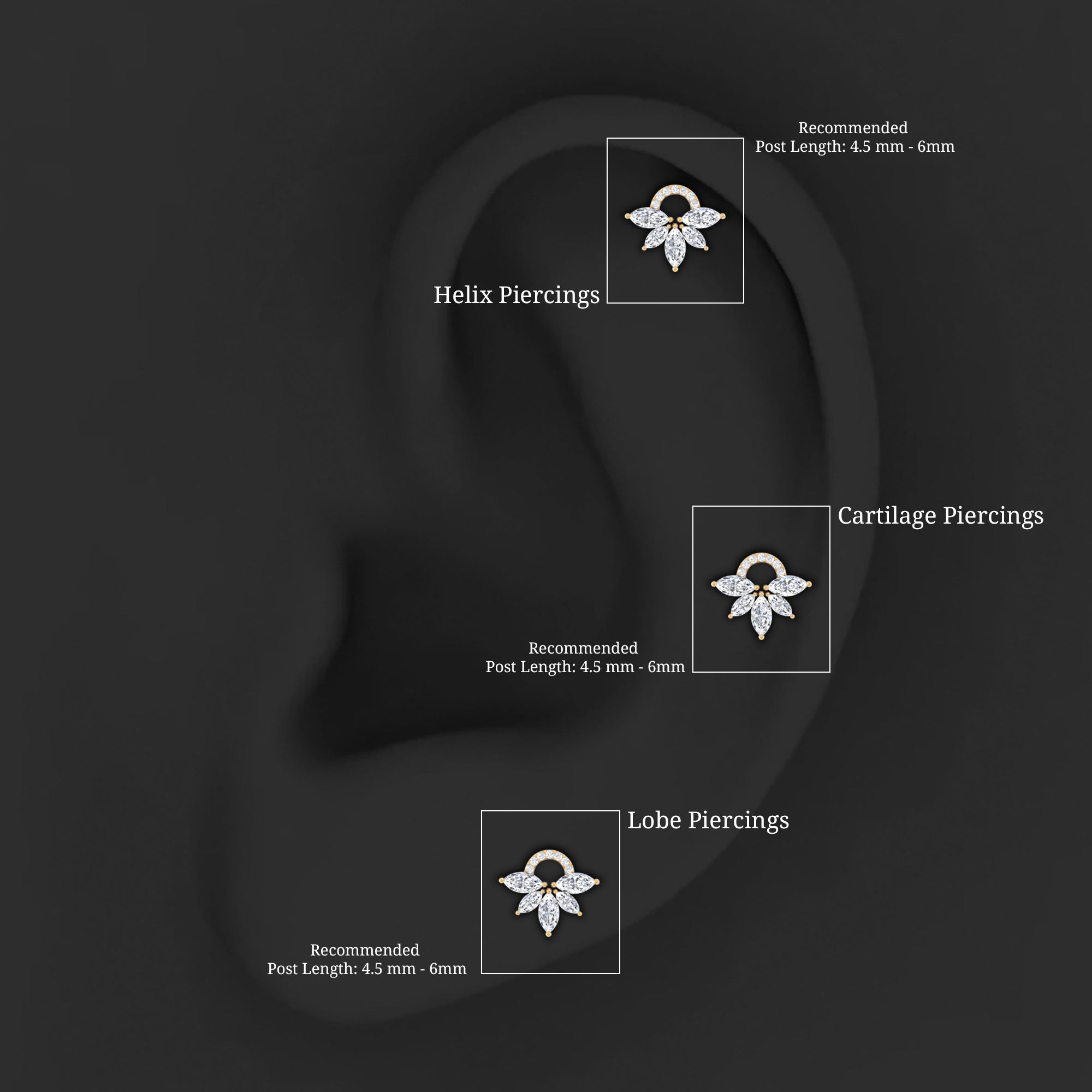 Unique Marquise Diamond Cartilage Piercing Earring