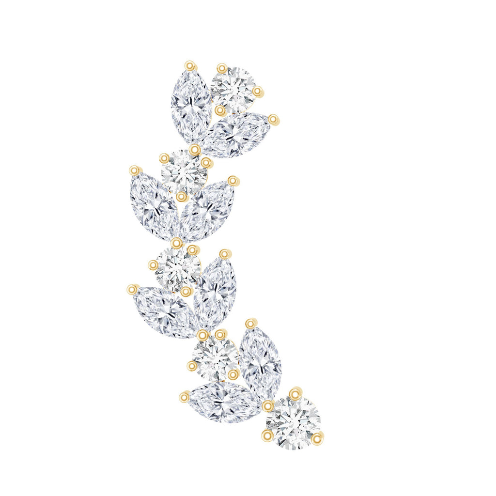 Nature Inspired Diamond Leaf Crawler Helix Earring