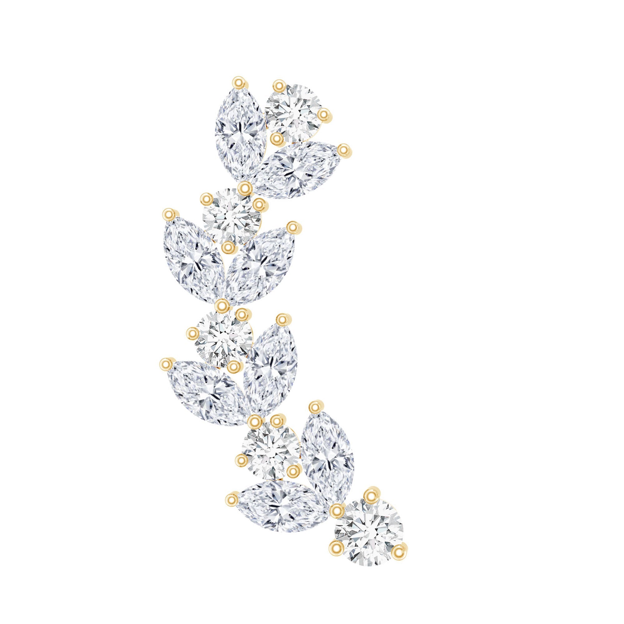 Nature Inspired Diamond Leaf Crawler Helix Earring