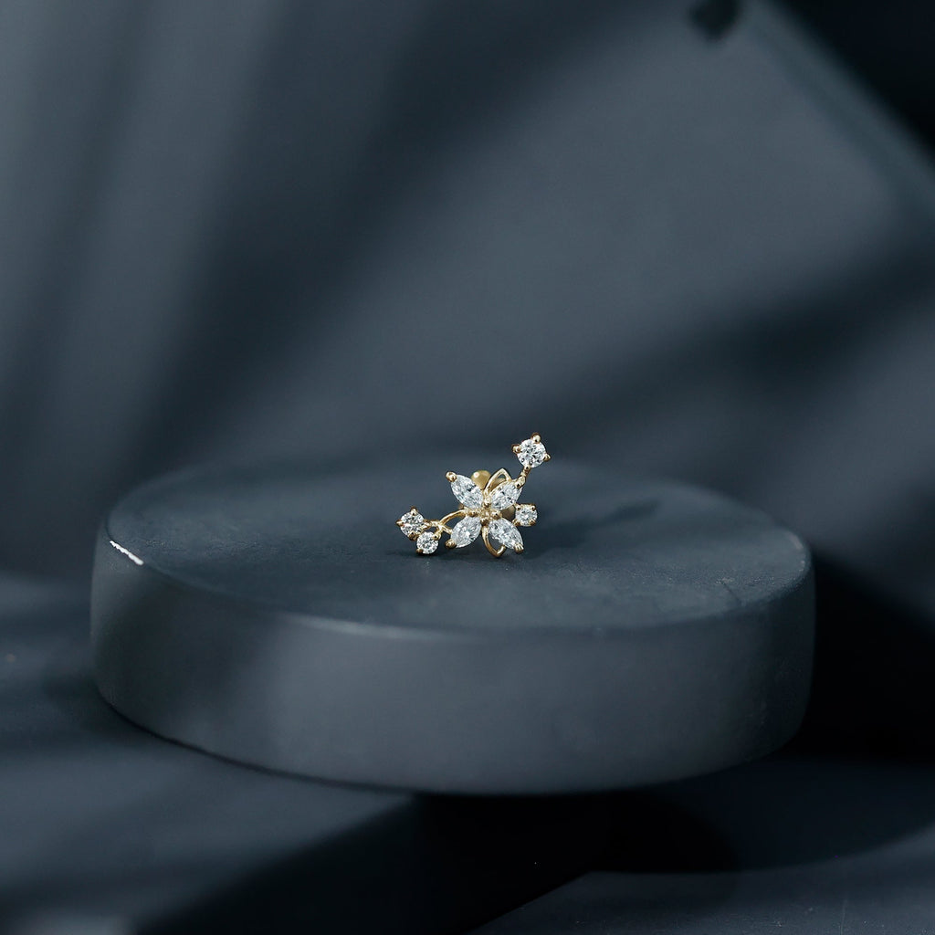 Diamond Flower Crawler Earring