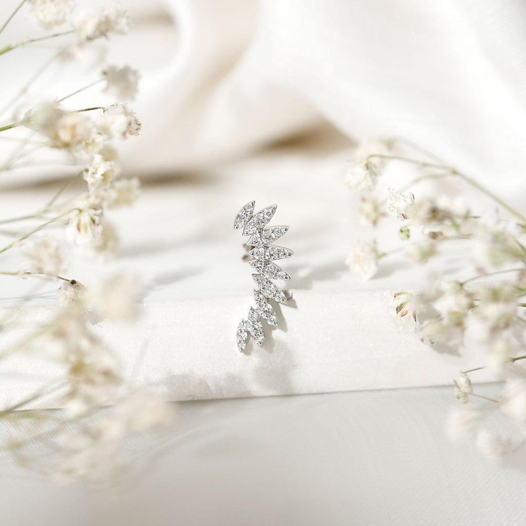 Diamond Wing Crawler Earring for Helix Piercing