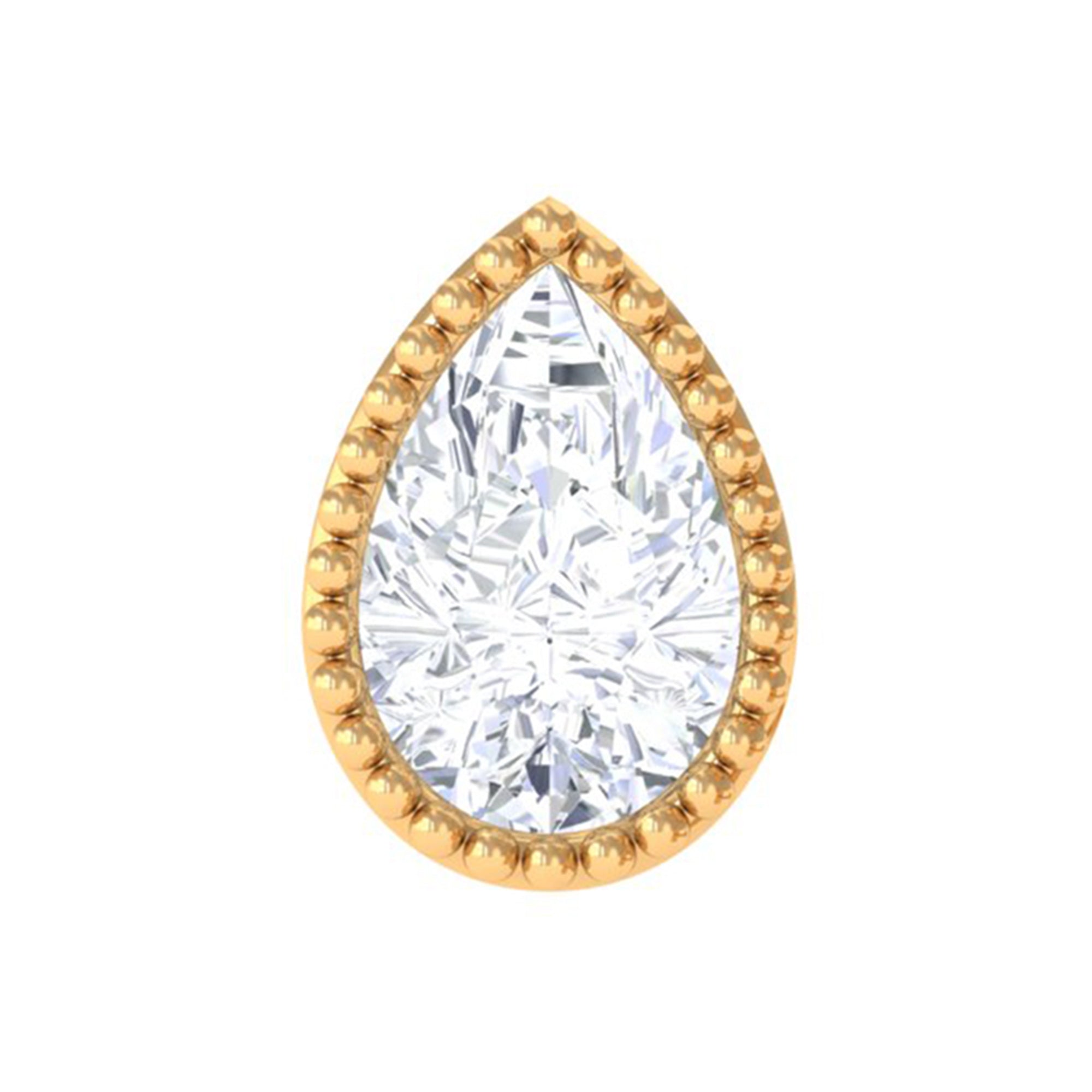 Solitaire Diamond Teardrop Stud Earring for Helix Piercing